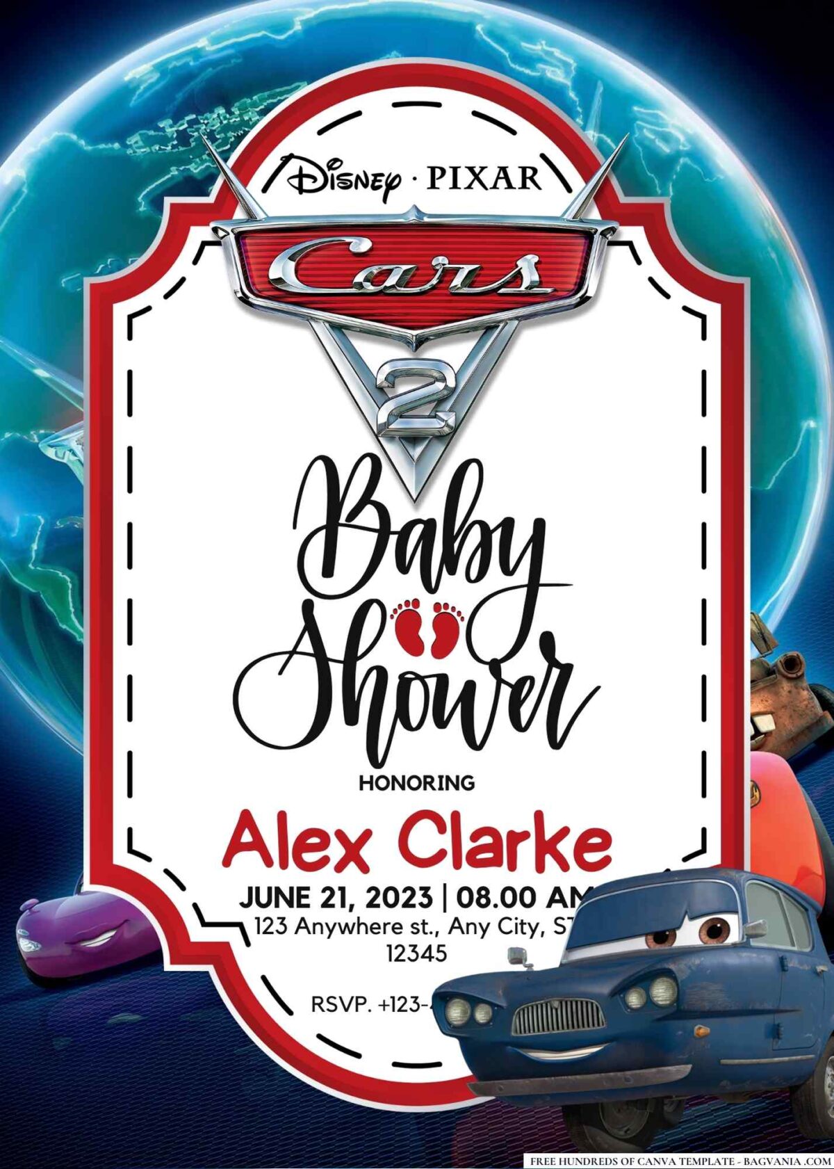 Cars 2 Baby Shower Invitation