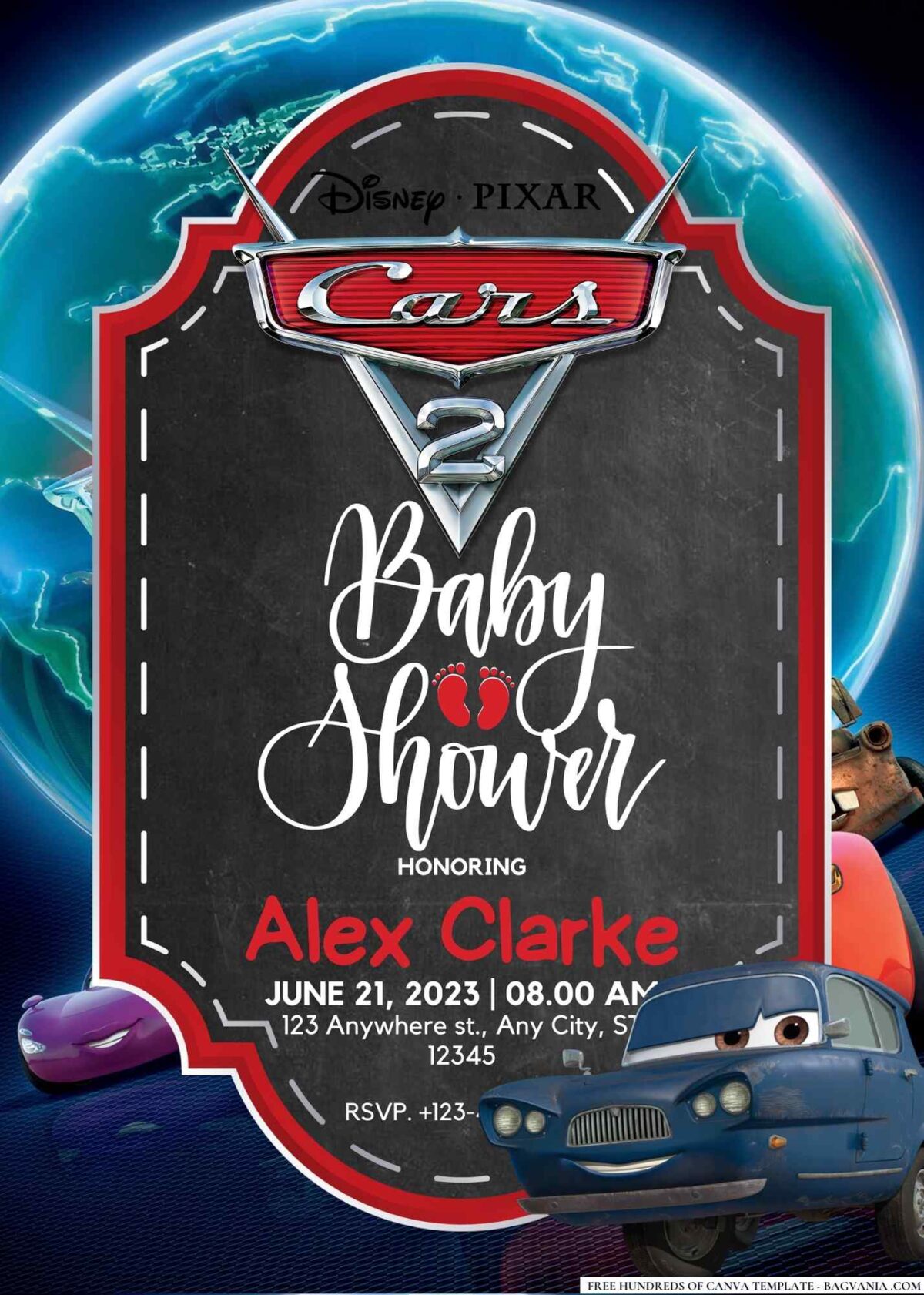 Cars 2 Baby Shower Invitation