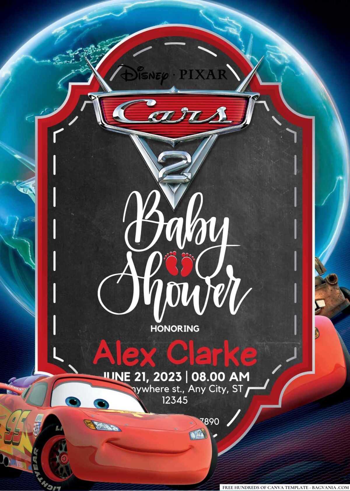 Cars 2 Baby Shower Invitation