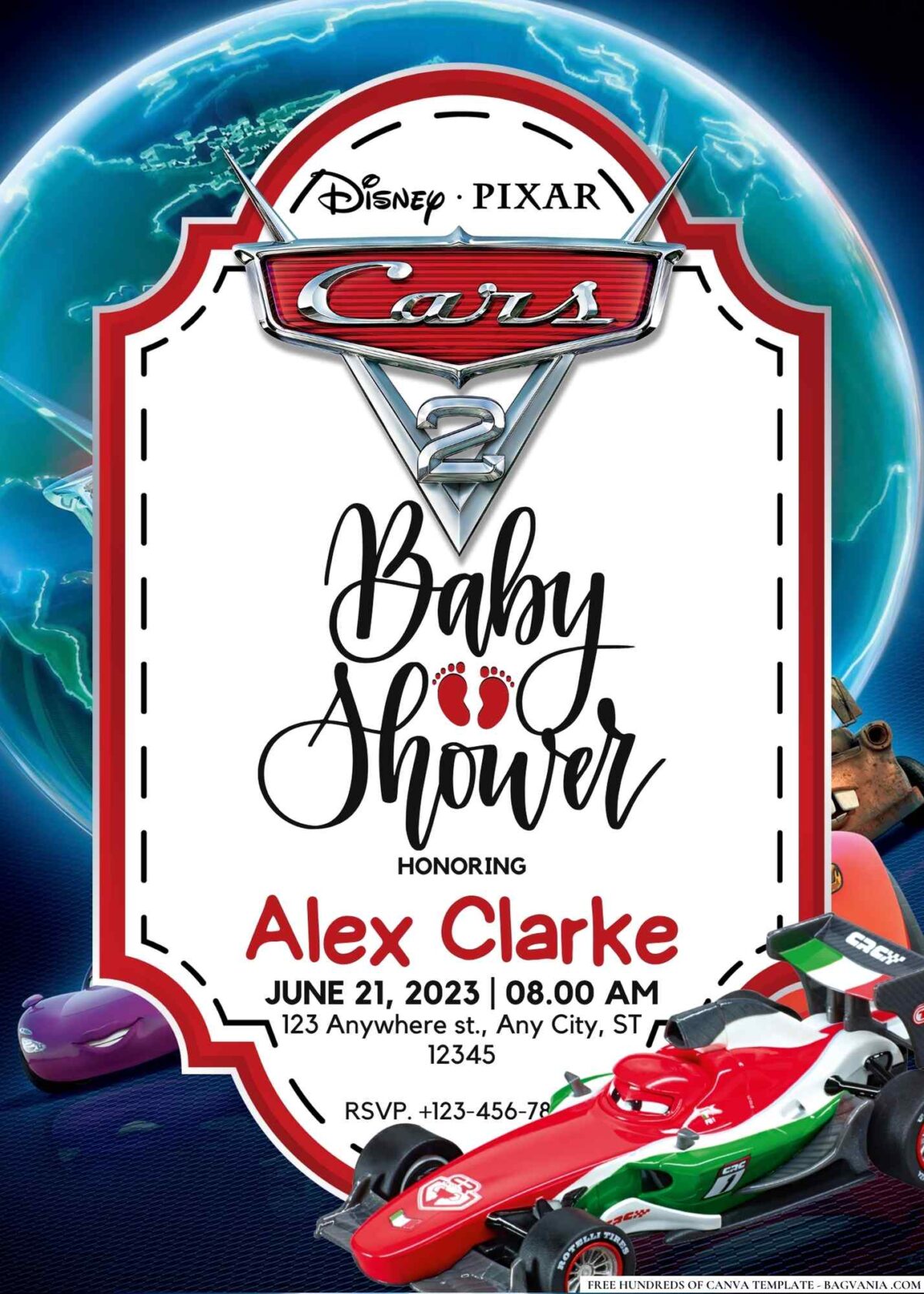 Cars 2 Baby Shower Invitation