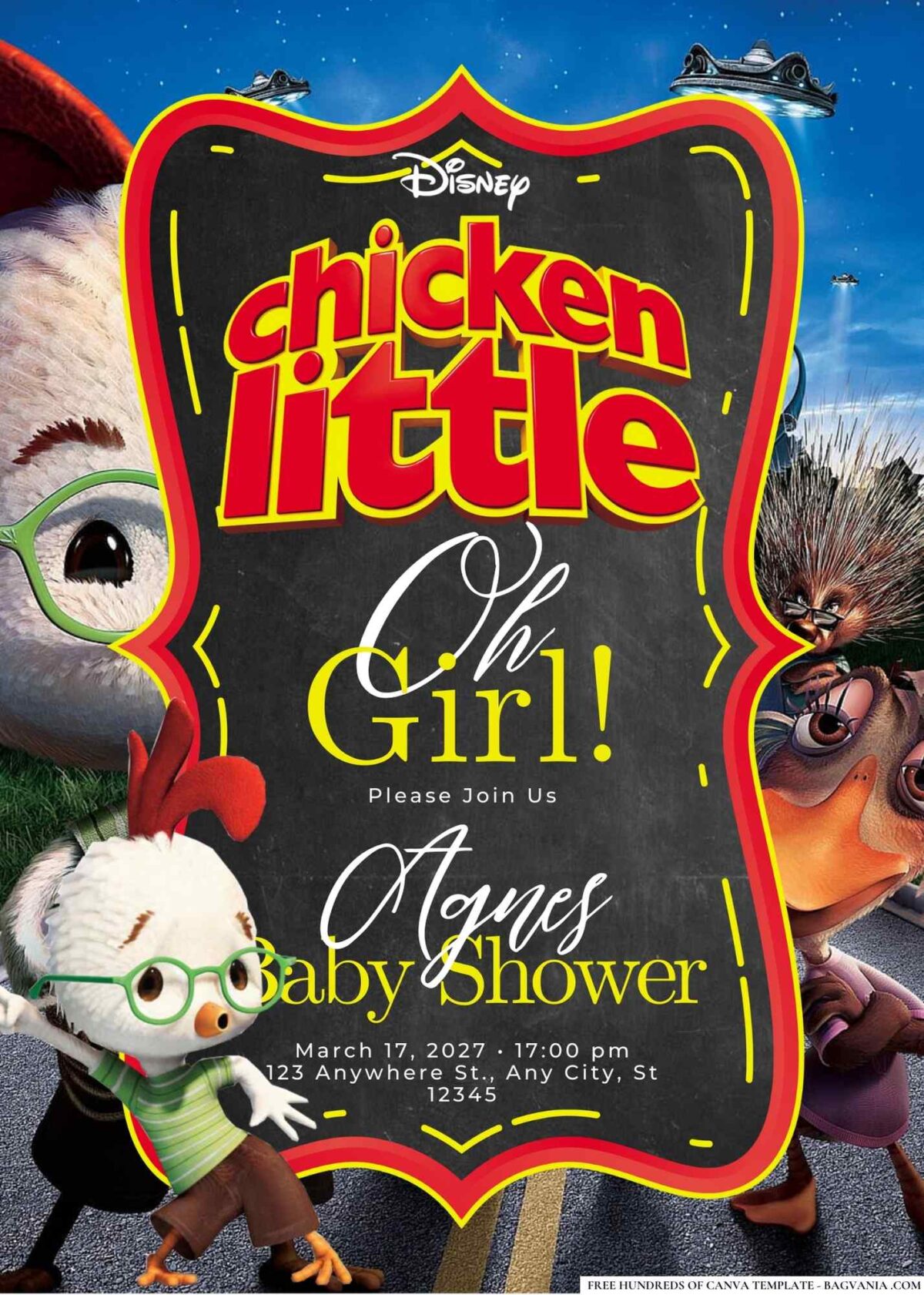 FREE Editable Chicken Little Baby Shower Invitation