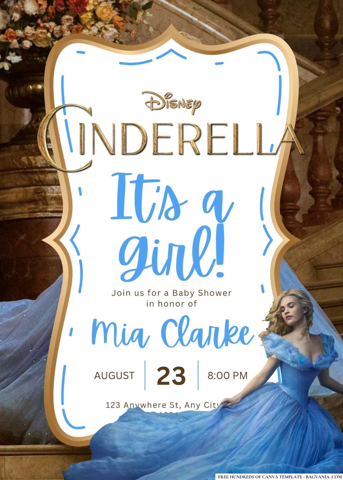 FREE Editable Cinderella Baby Shower Invitation