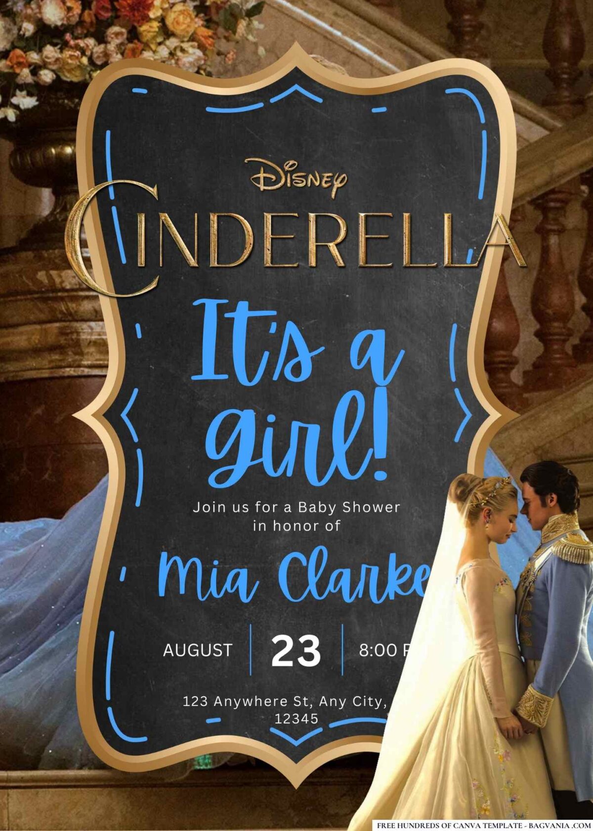 FREE Editable Cinderella Baby Shower Invitation