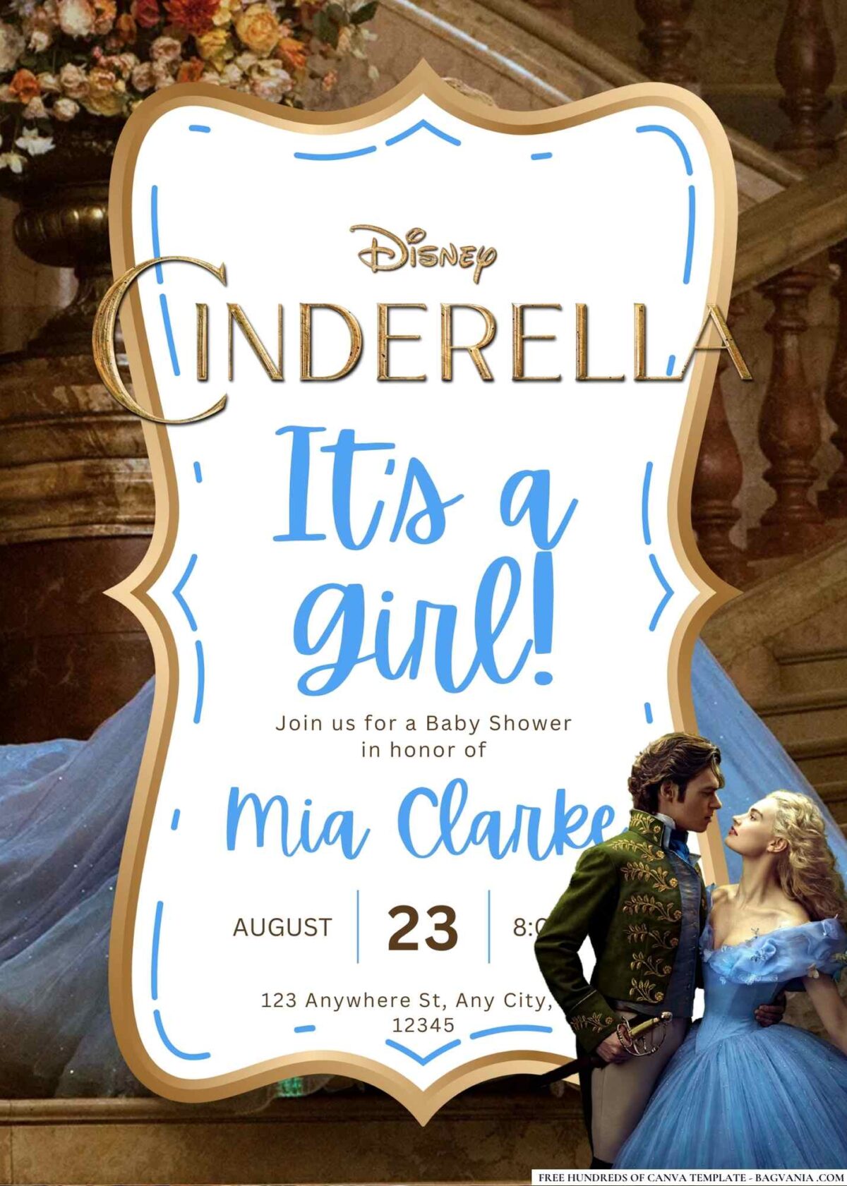 FREE Editable Cinderella Baby Shower Invitation