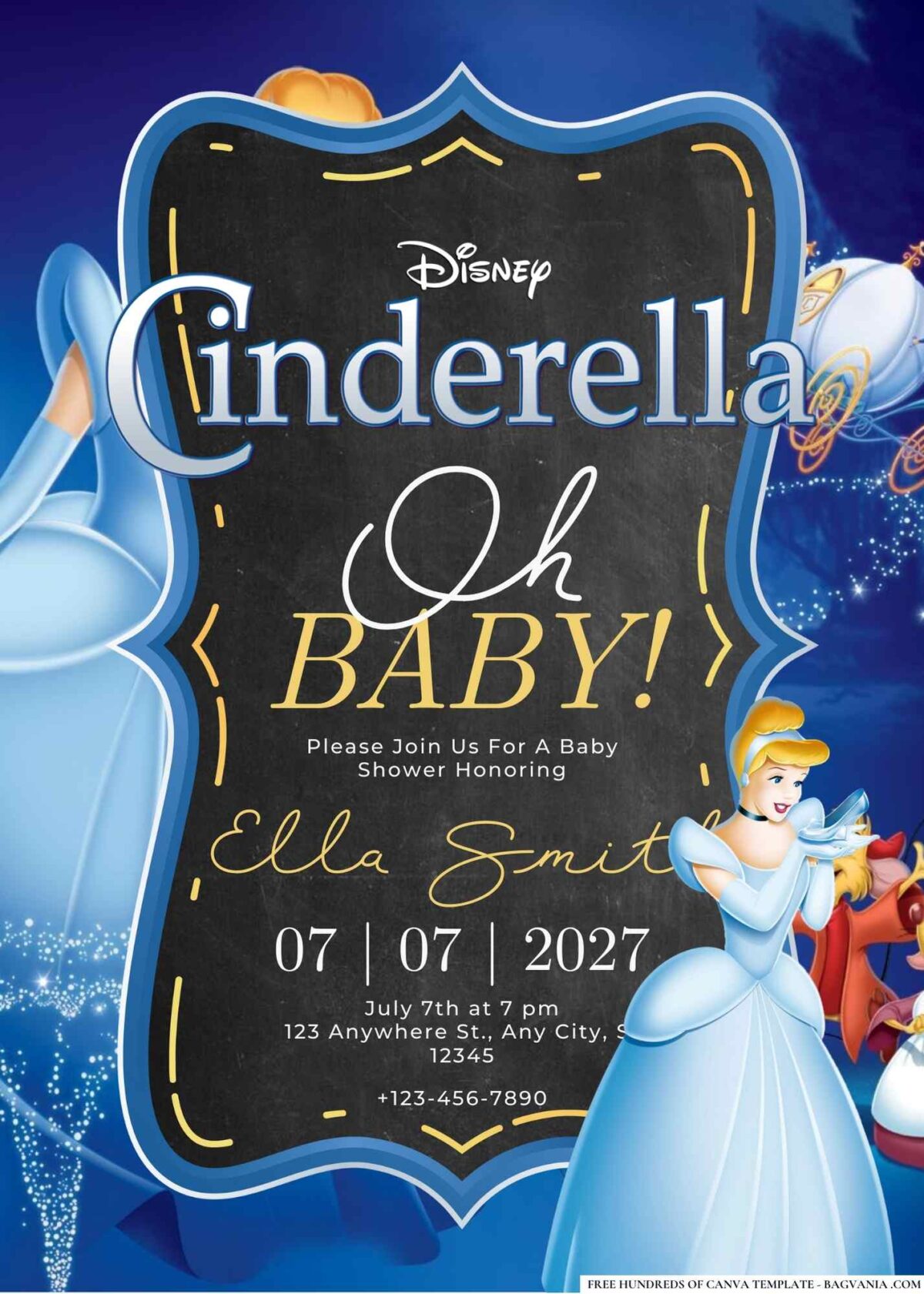 FREE Editable Cinderella Baby Shower Invitation 