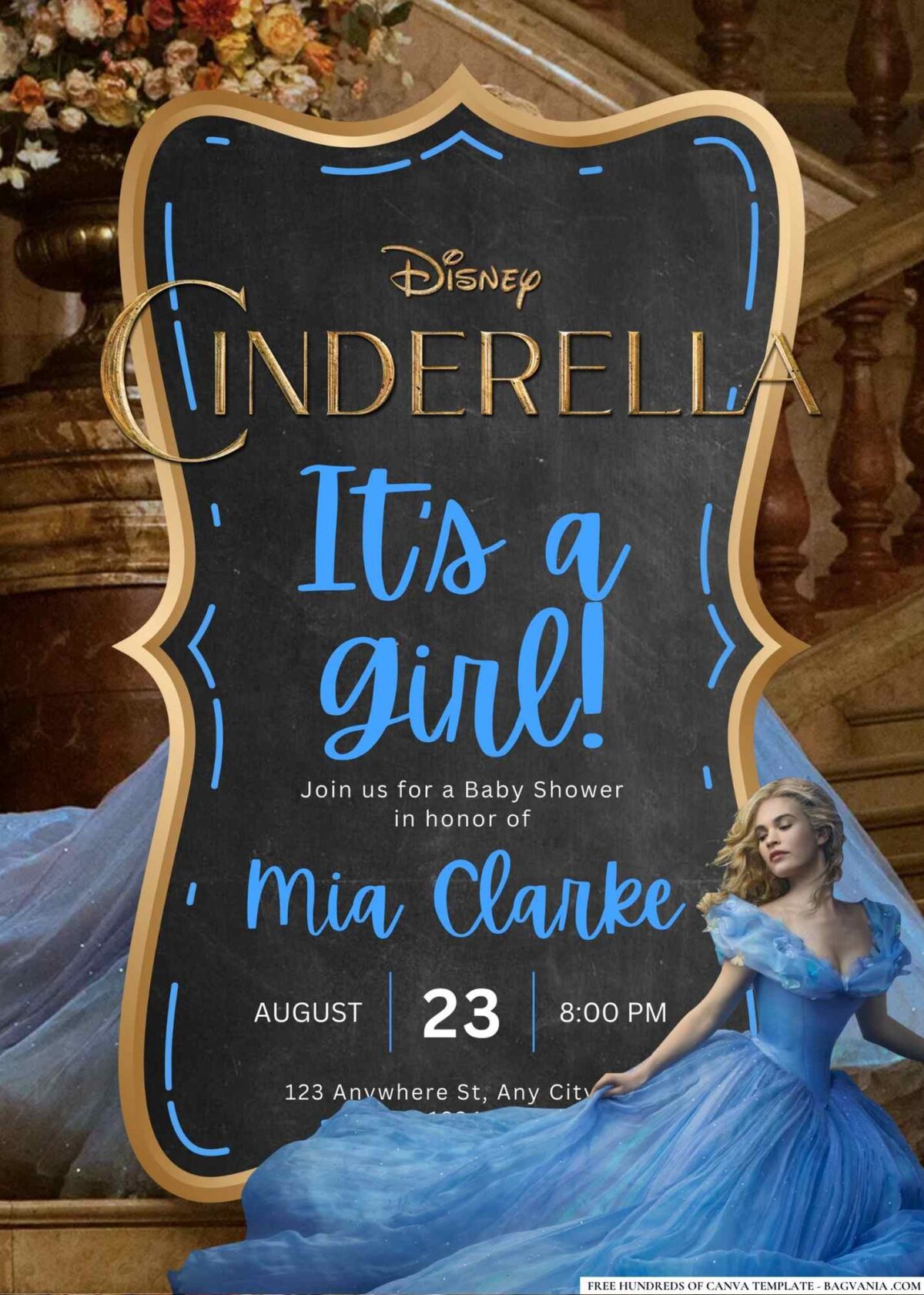 FREE Editable Cinderella Baby Shower Invitation