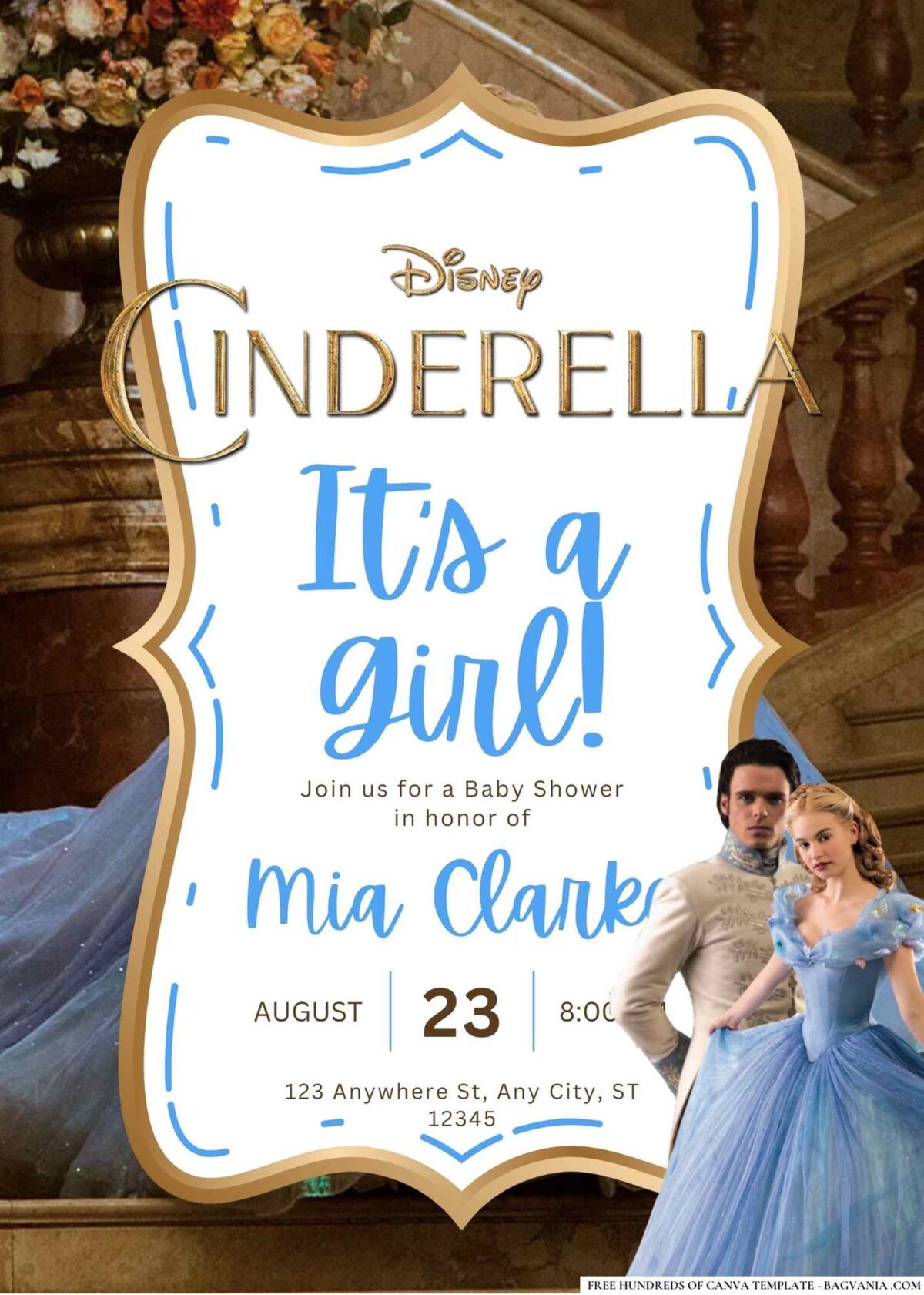 FREE Editable Cinderella Baby Shower Invitation