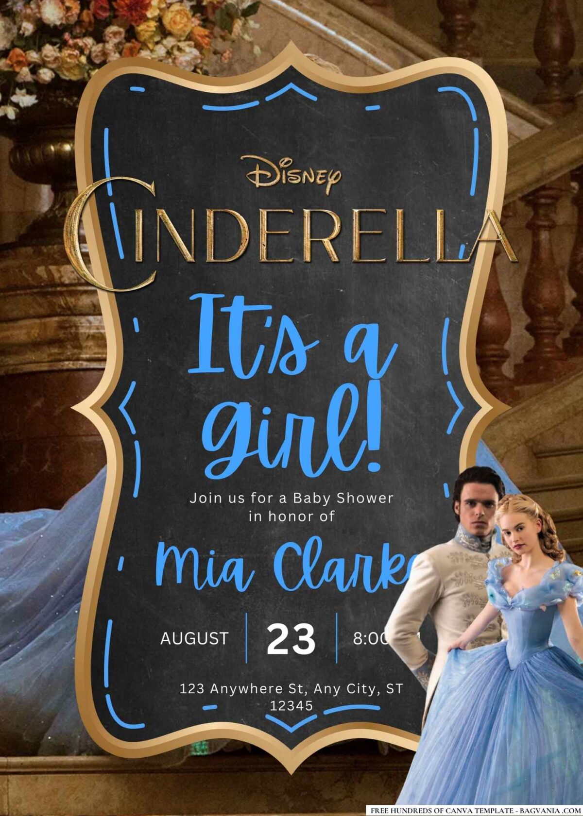 FREE Editable Cinderella Baby Shower Invitation