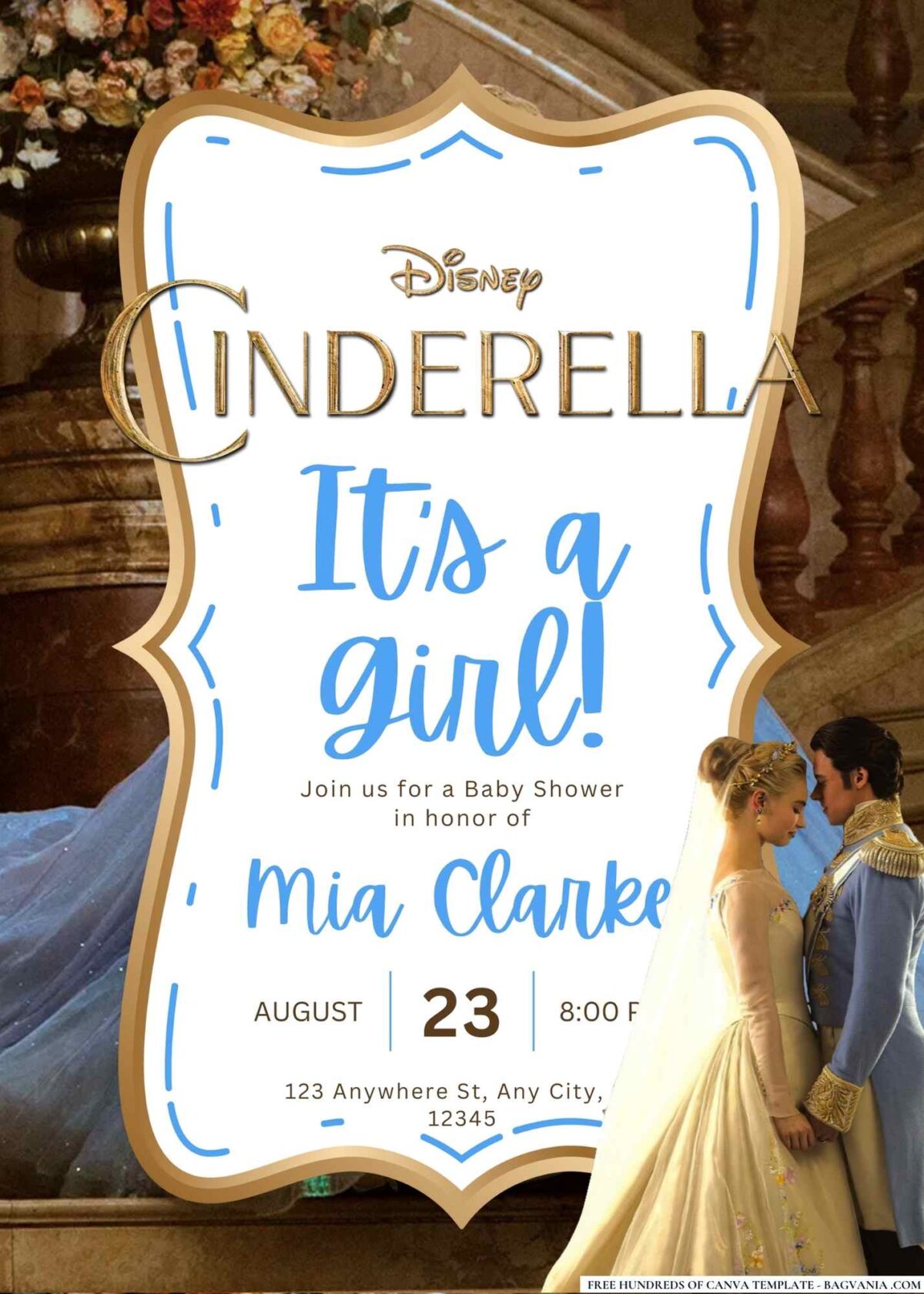 FREE Editable Cinderella Baby Shower Invitation