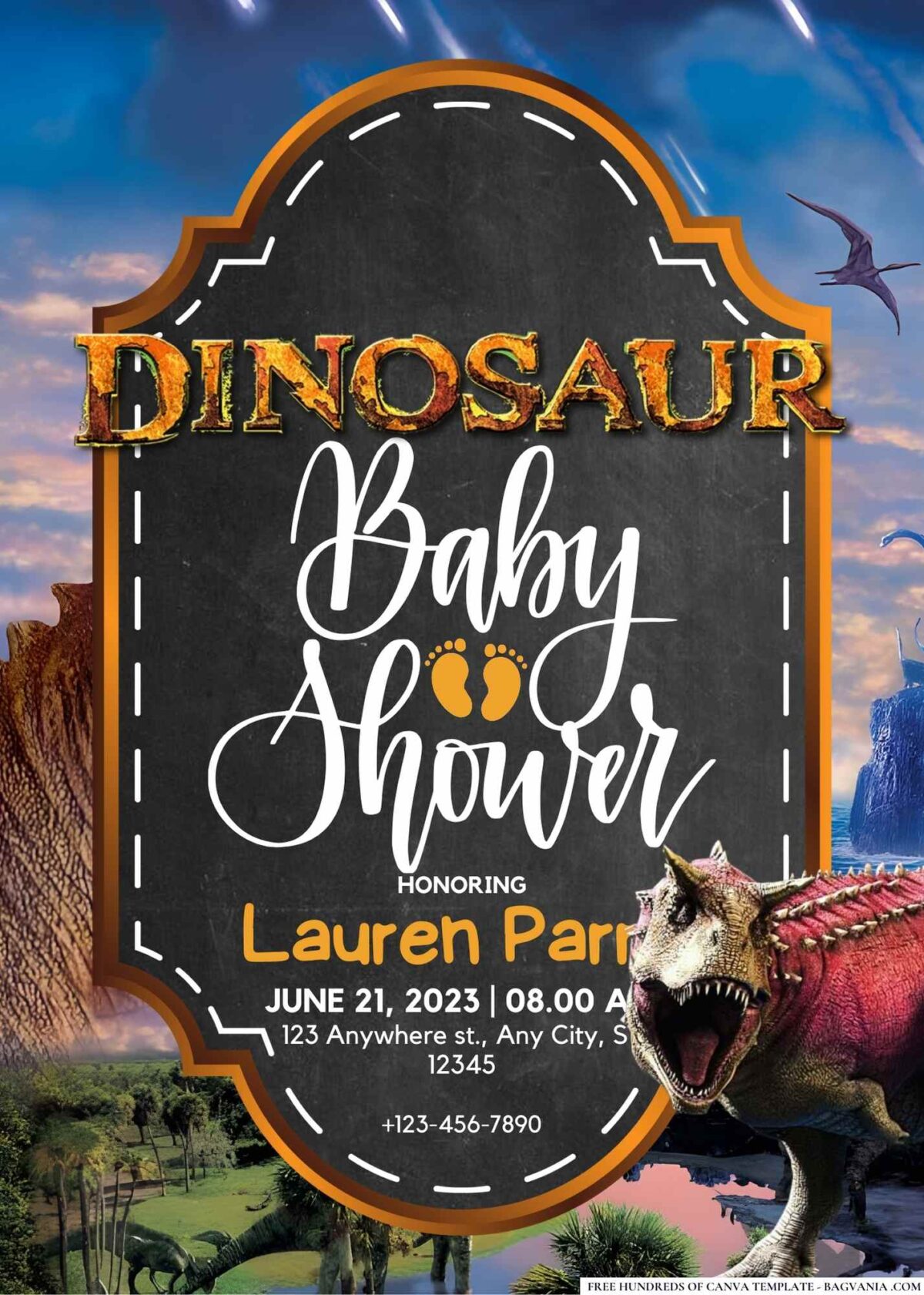 FREE Editable Dinosaur Baby Shower Invitation