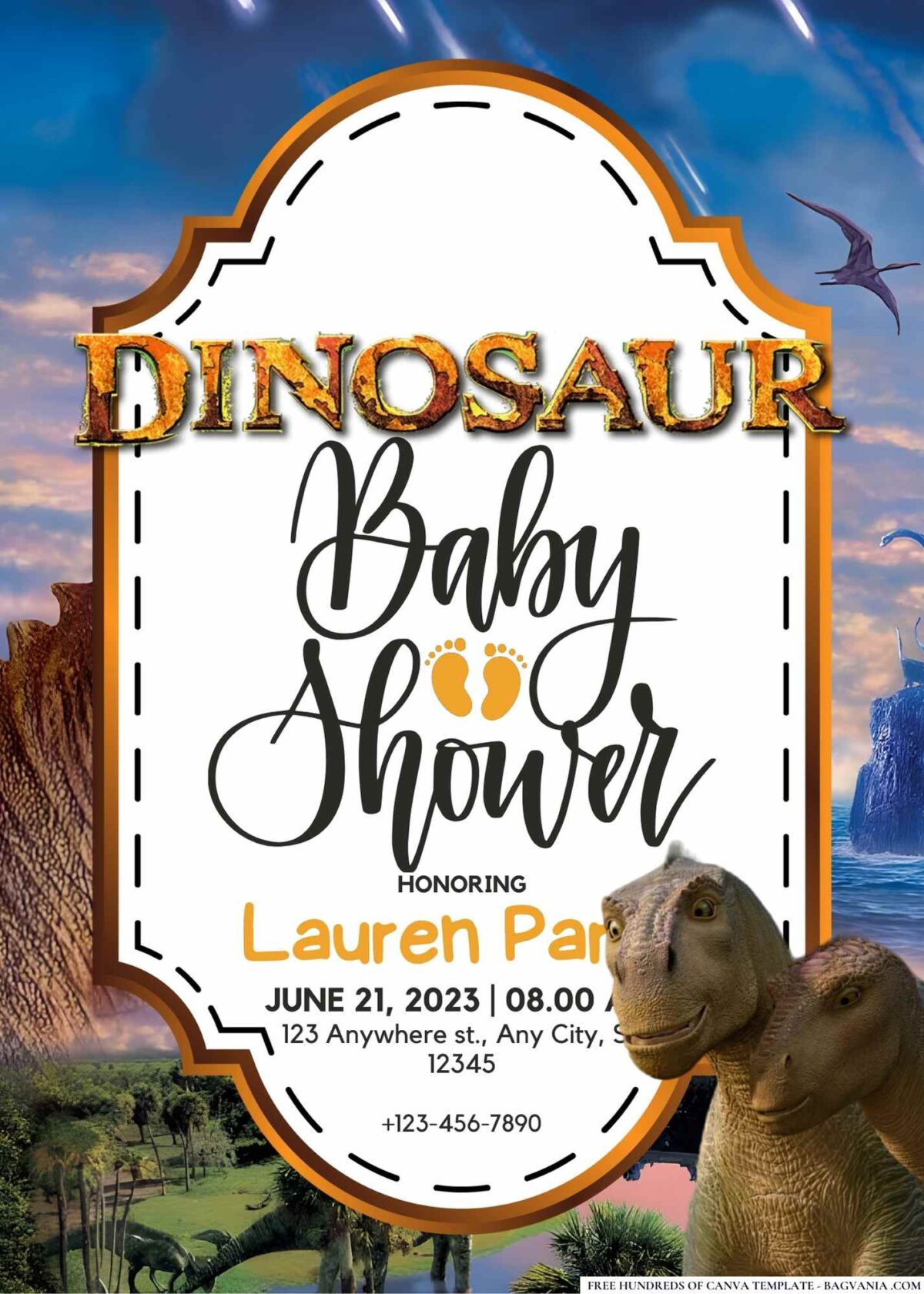 FREE Editable Dinosaur Baby Shower Invitation