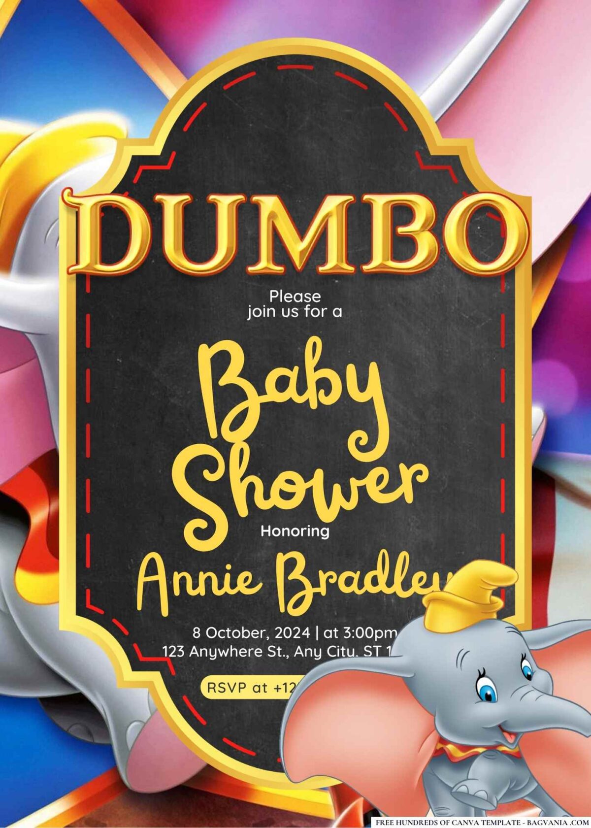 FREE Editable Dumbo Baby Shower Invitation