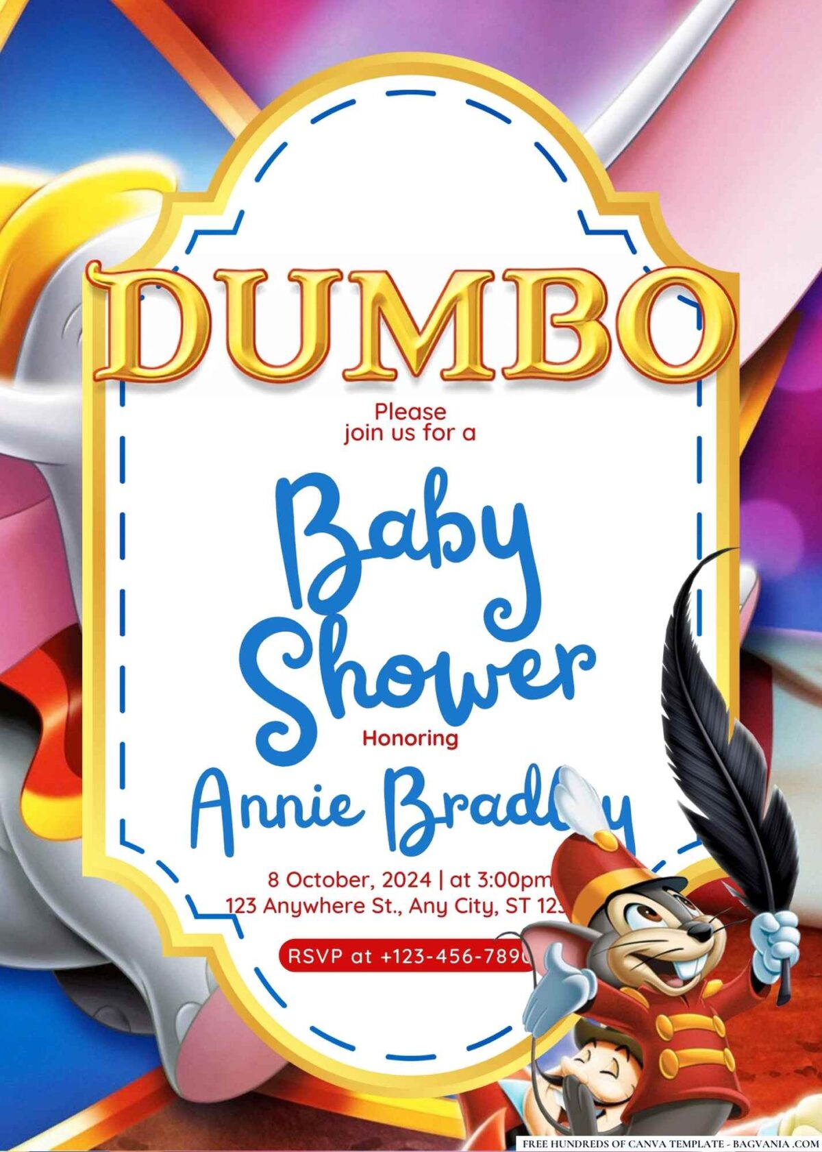 FREE Editable Dumbo Baby Shower Invitation