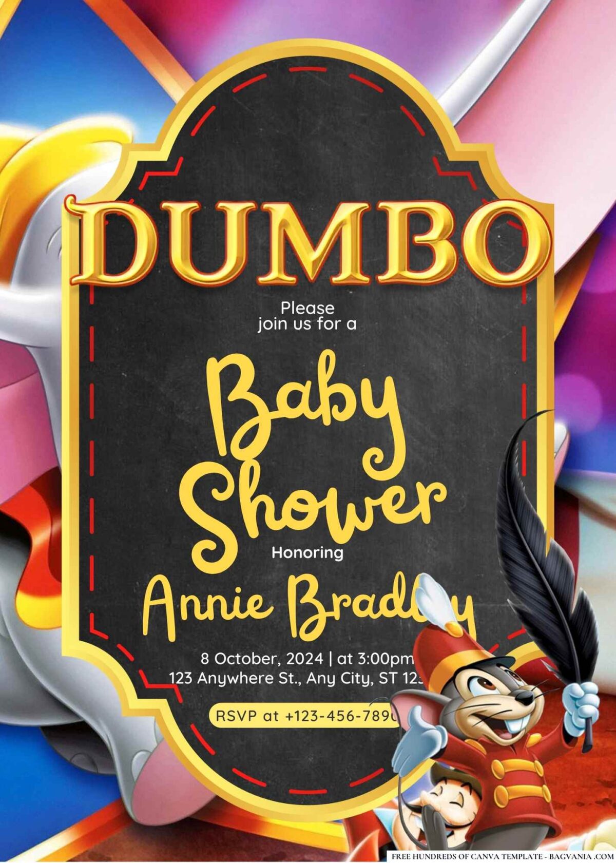 FREE Editable Dumbo Baby Shower Invitation