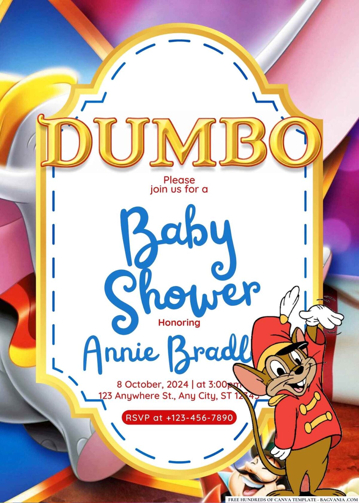 FREE Editable Dumbo Baby Shower Invitation