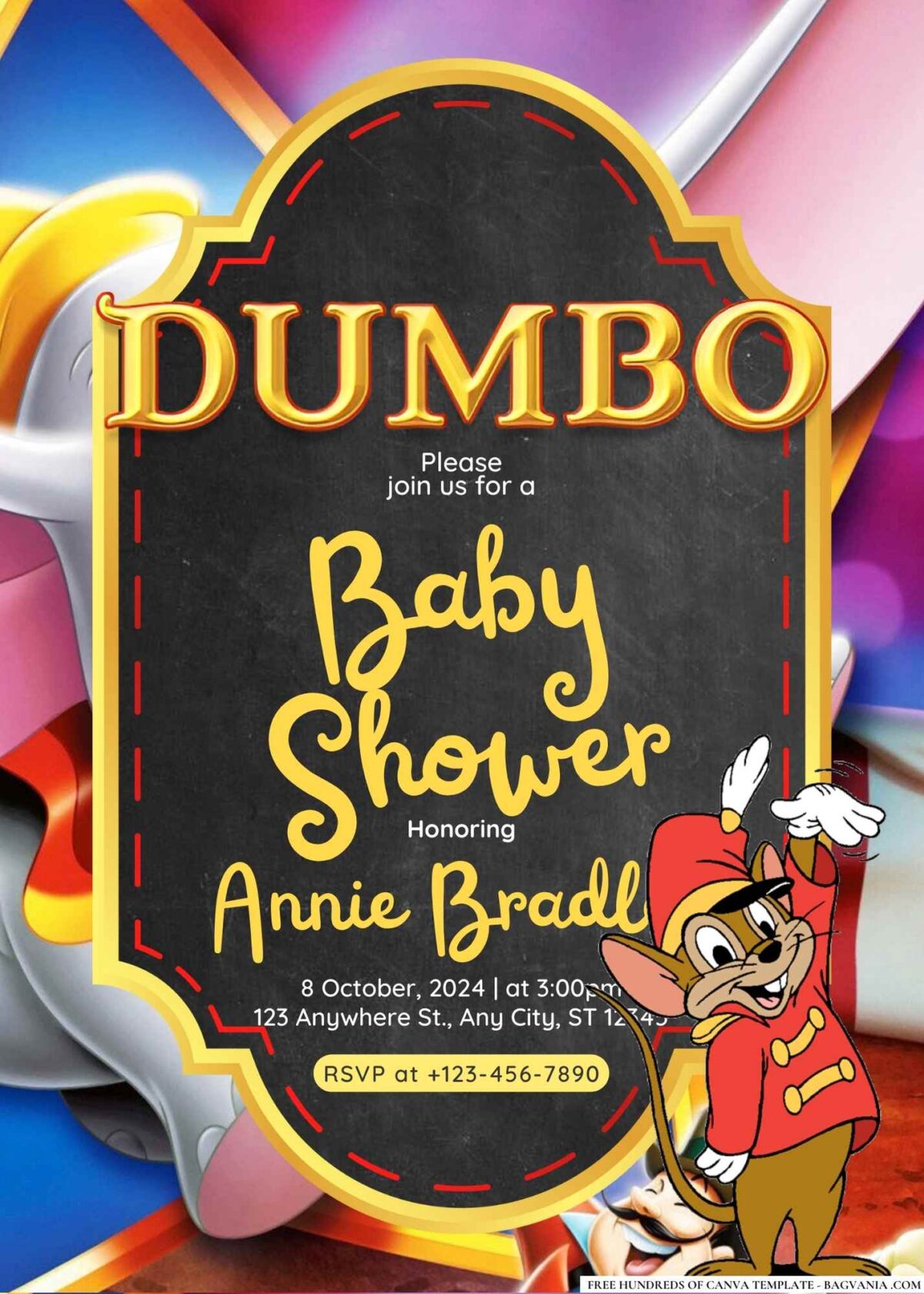 FREE Editable Dumbo Baby Shower Invitation