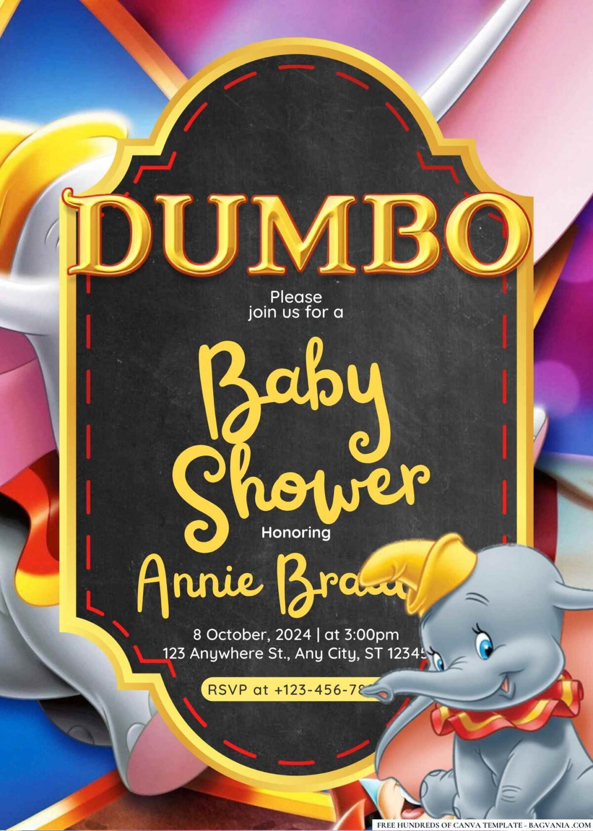 FREE Editable Dumbo Baby Shower Invitation