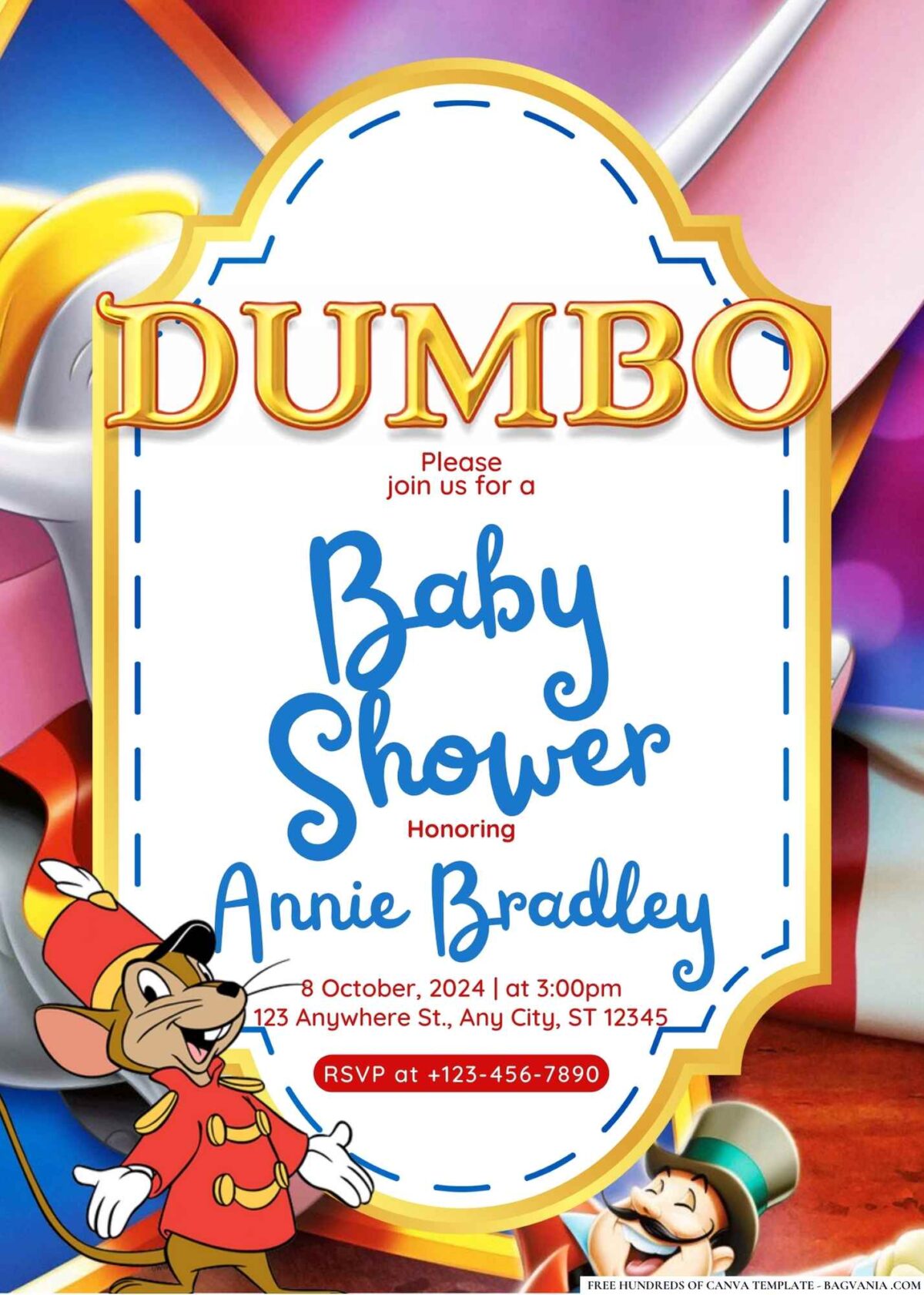 FREE Editable Dumbo Baby Shower Invitation