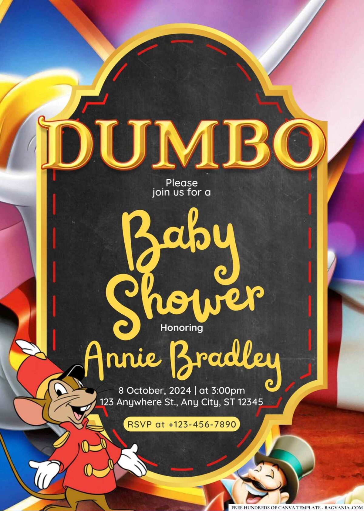 FREE Editable Dumbo Baby Shower Invitation