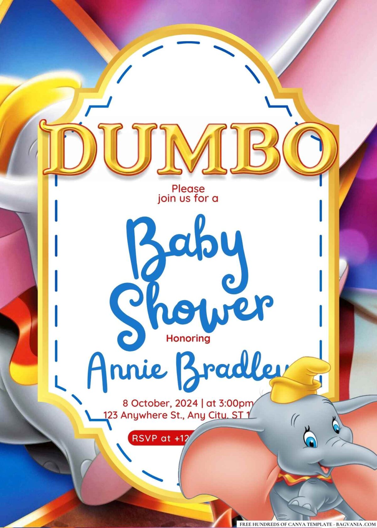 FREE Editable Dumbo Baby Shower Invitation