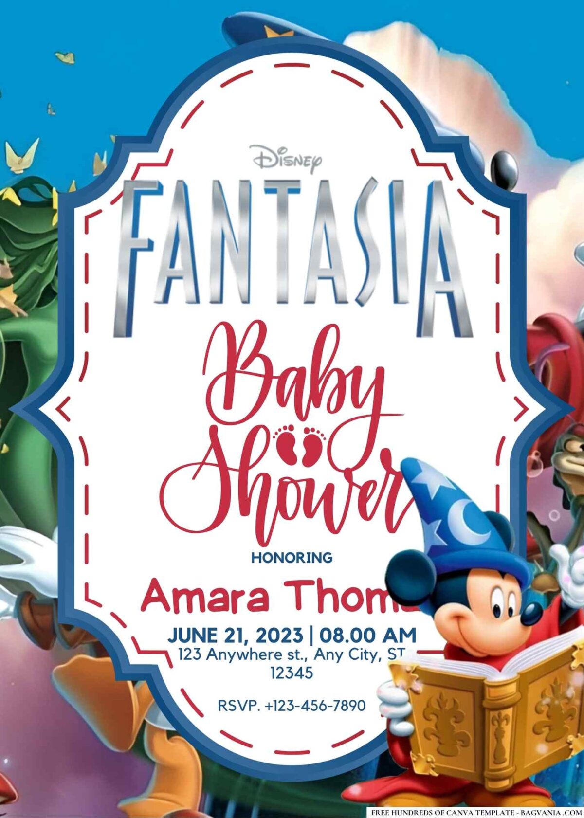 FREE Editable Fantasia Baby Shower Invitation