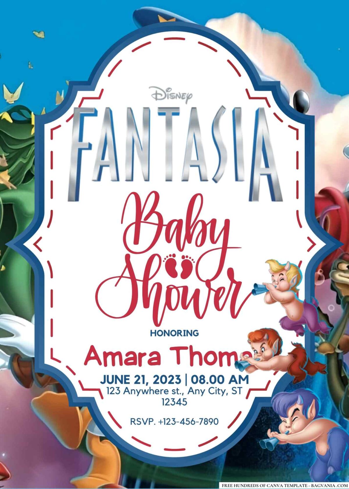 FREE Editable Fantasia Baby Shower Invitation