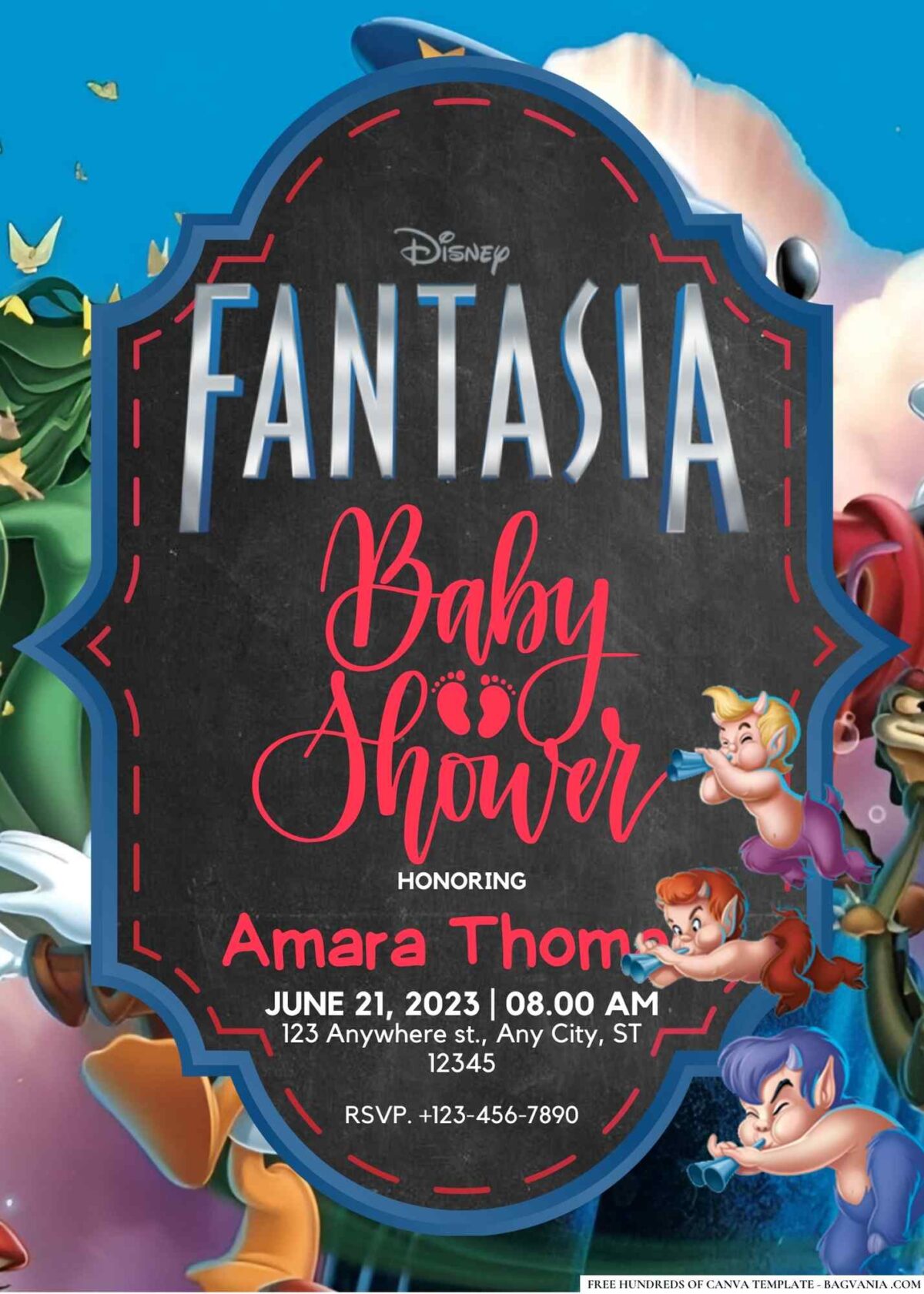 FREE Editable Fantasia Baby Shower Invitation