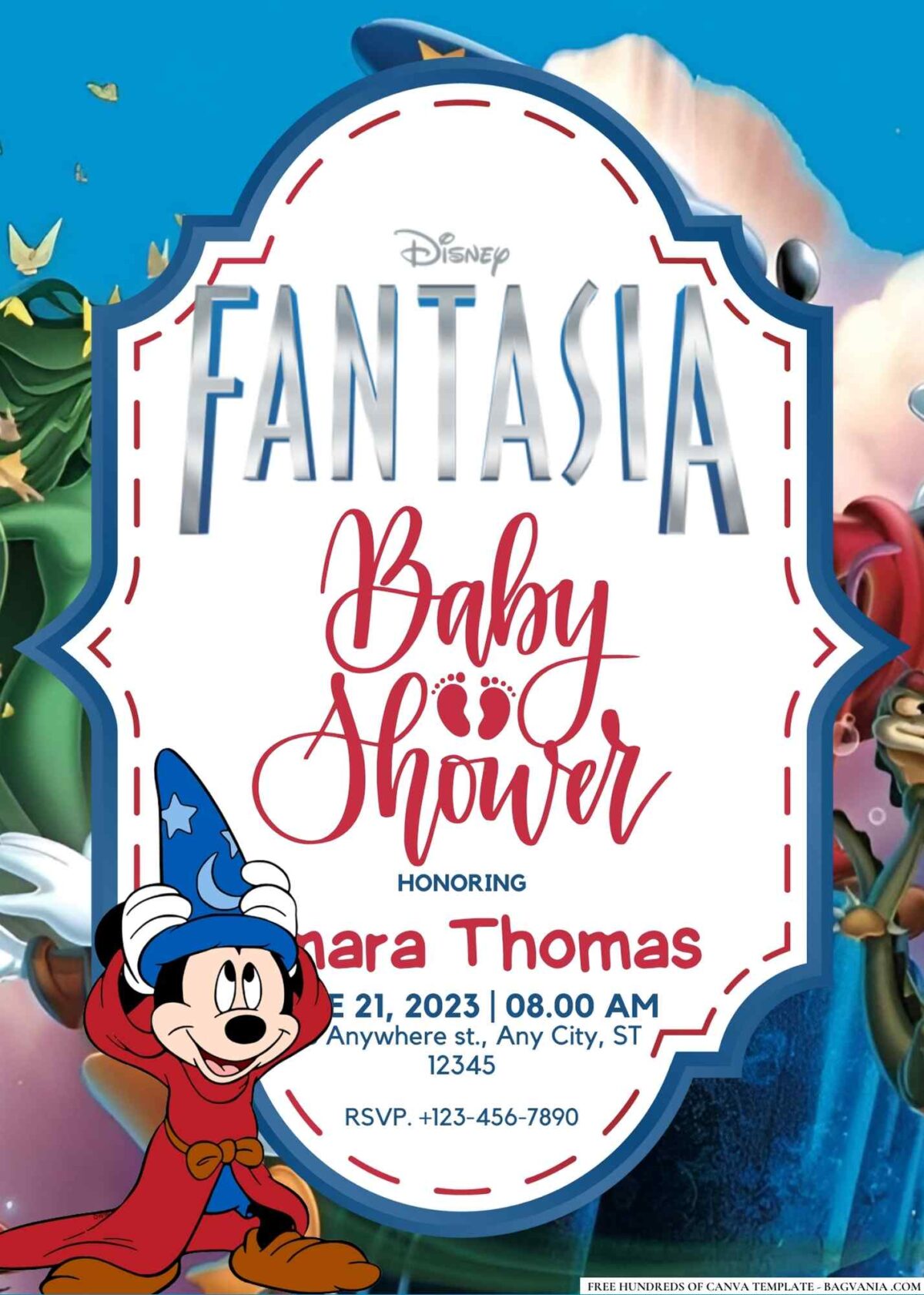 FREE Editable Fantasia Baby Shower Invitation