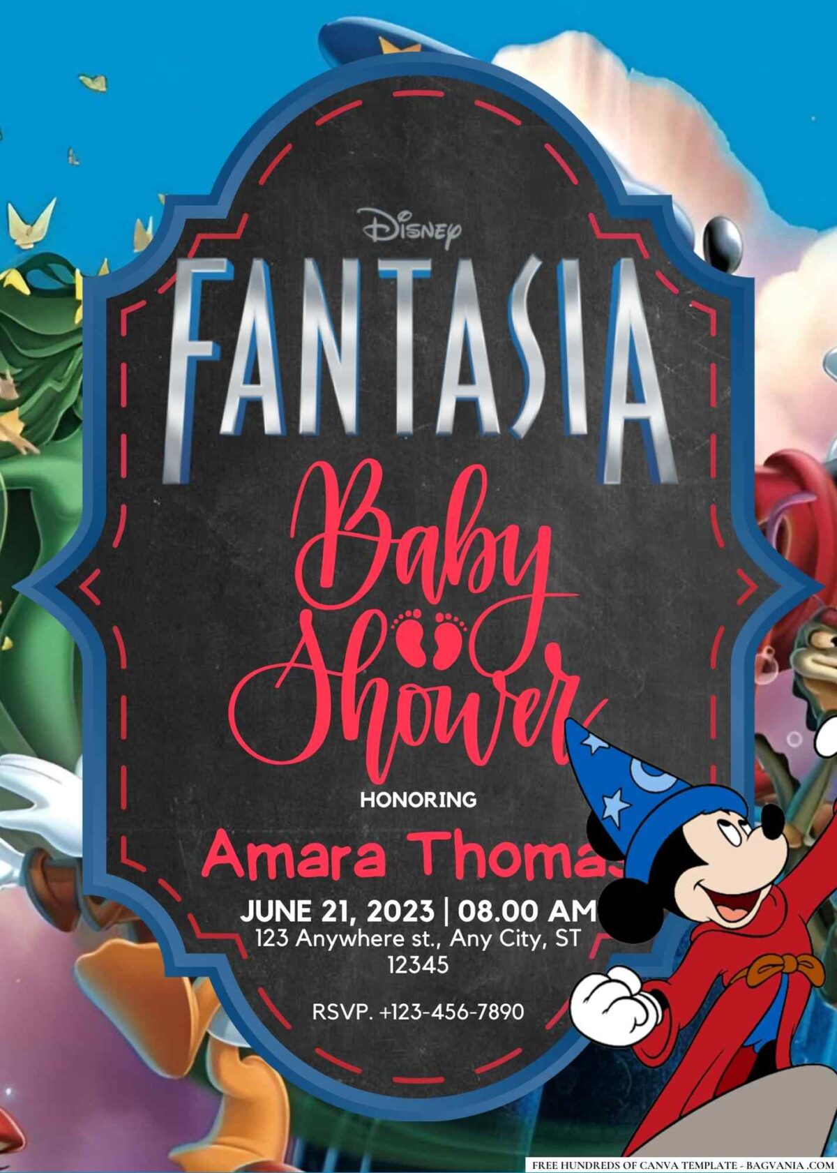 FREE Editable Fantasia Baby Shower Invitation