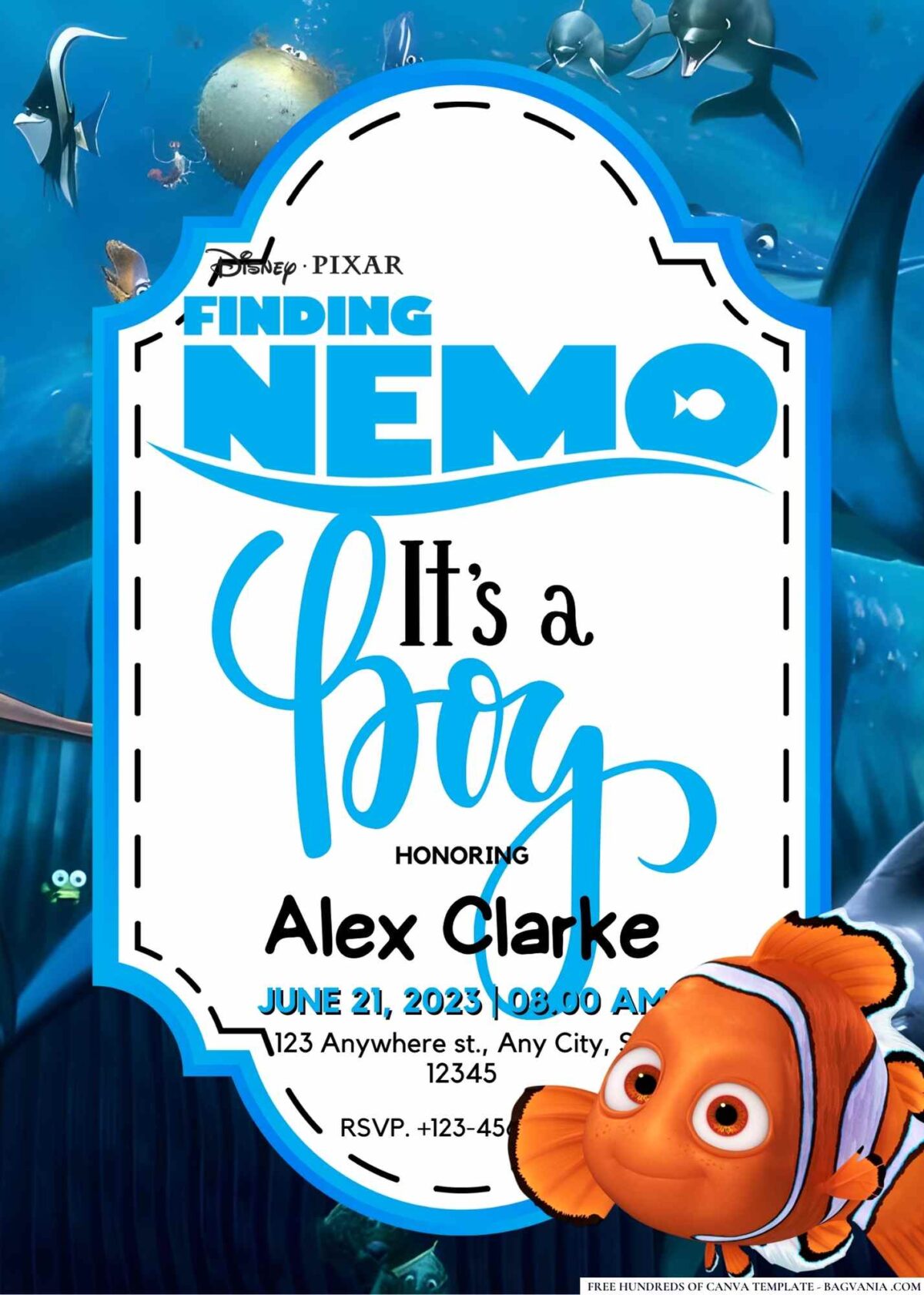 FREE Editable Finding Nemo Baby Shower Invitations