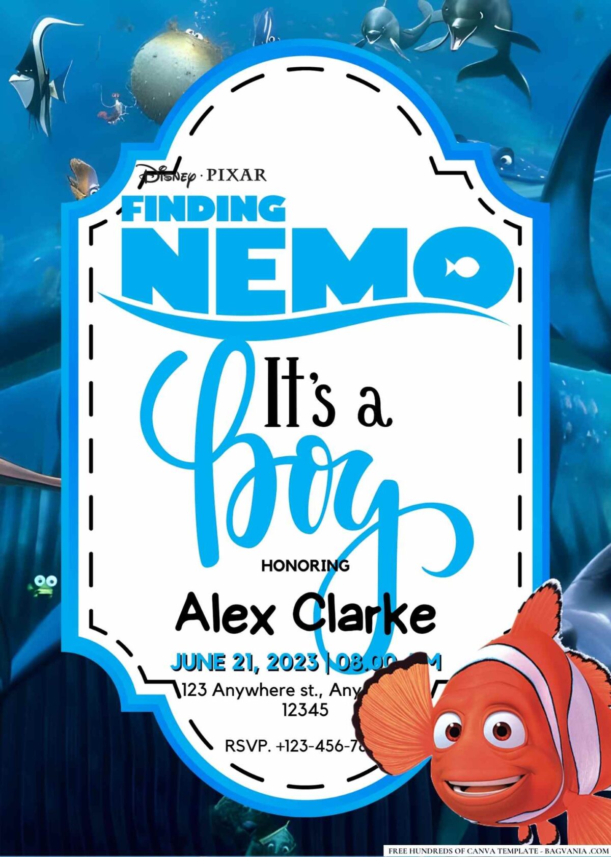 FREE Editable Finding Nemo Baby Shower Invitations