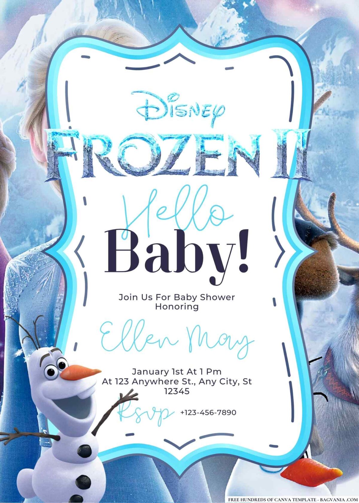 FREE Editable Frozen II Baby Shower Invitation