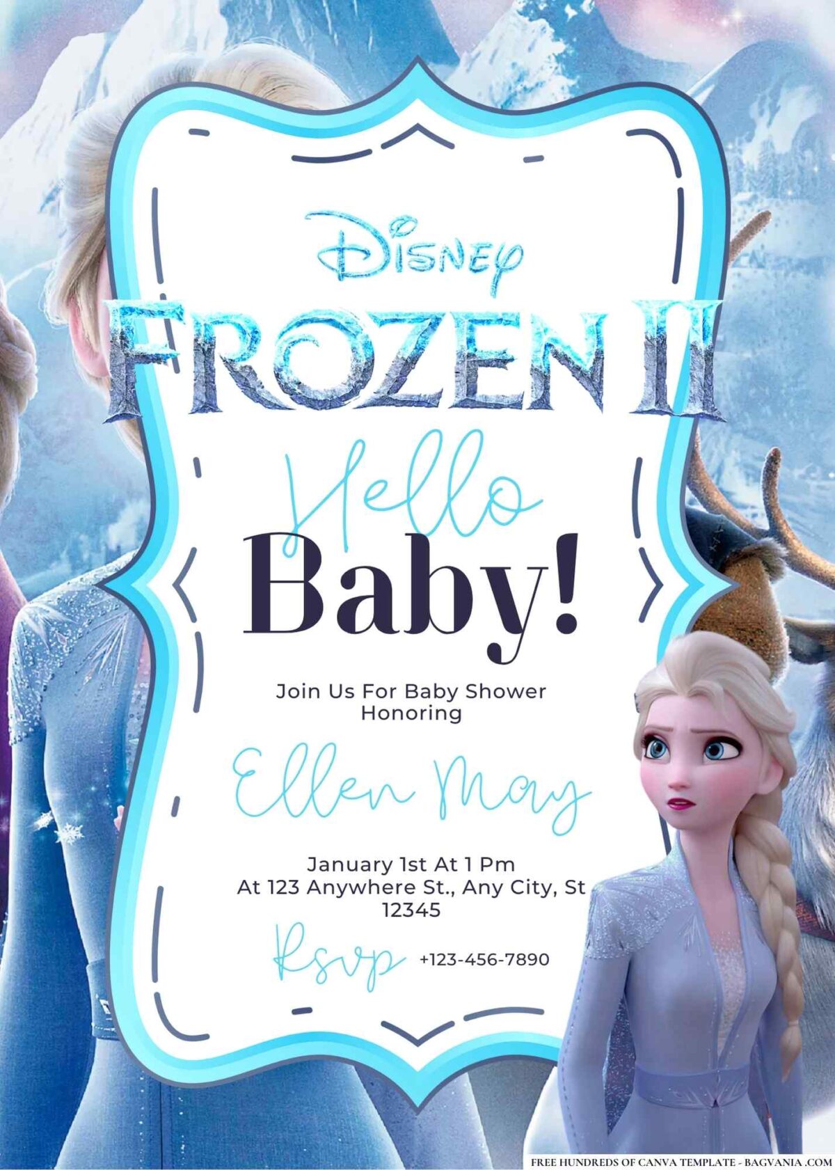 FREE Editable Frozen II Baby Shower Invitation