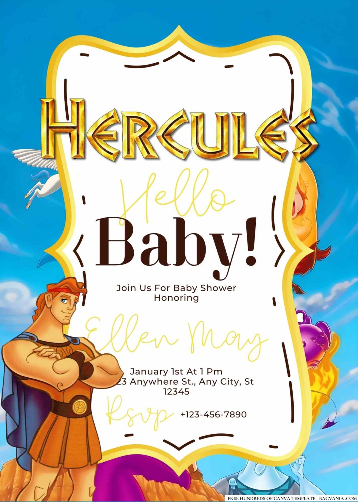 FREE Editable Hercules Baby Shower Invitation