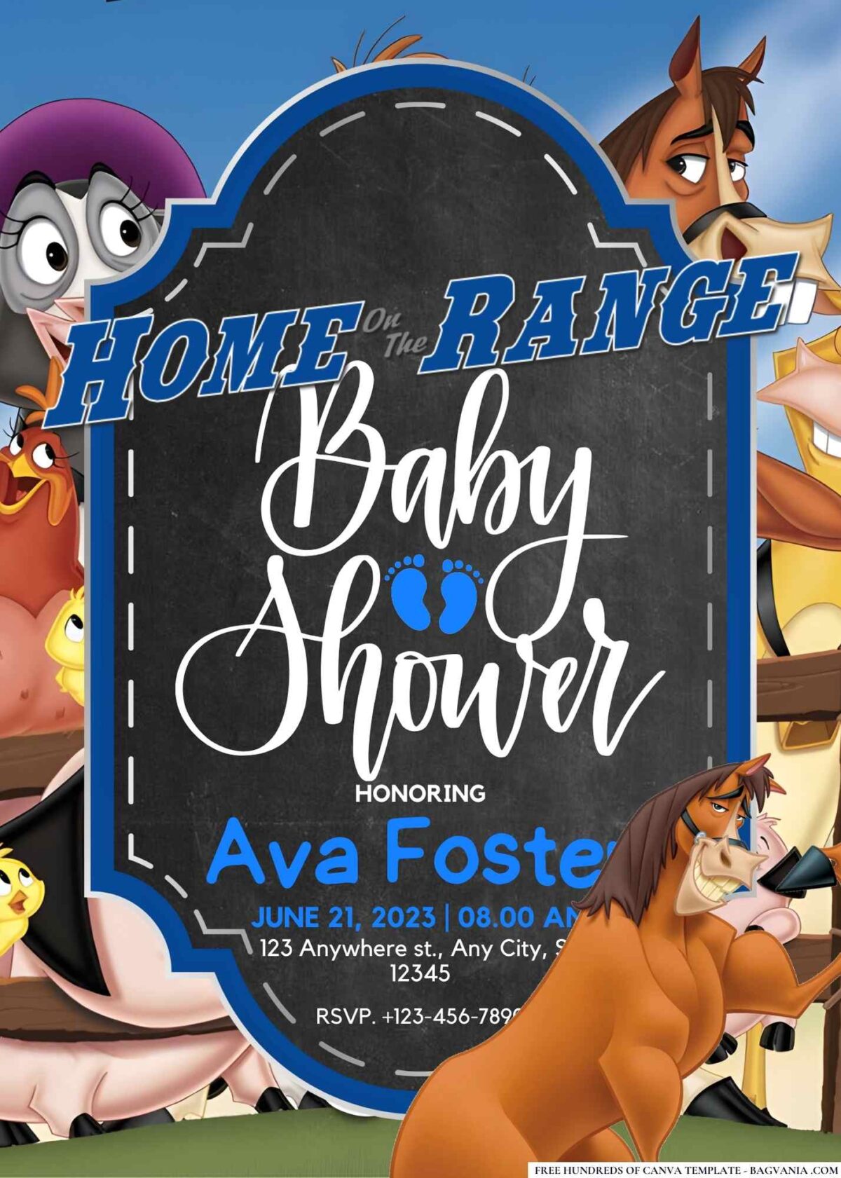 FREE Editable Home on the Range Baby Shower Invitation