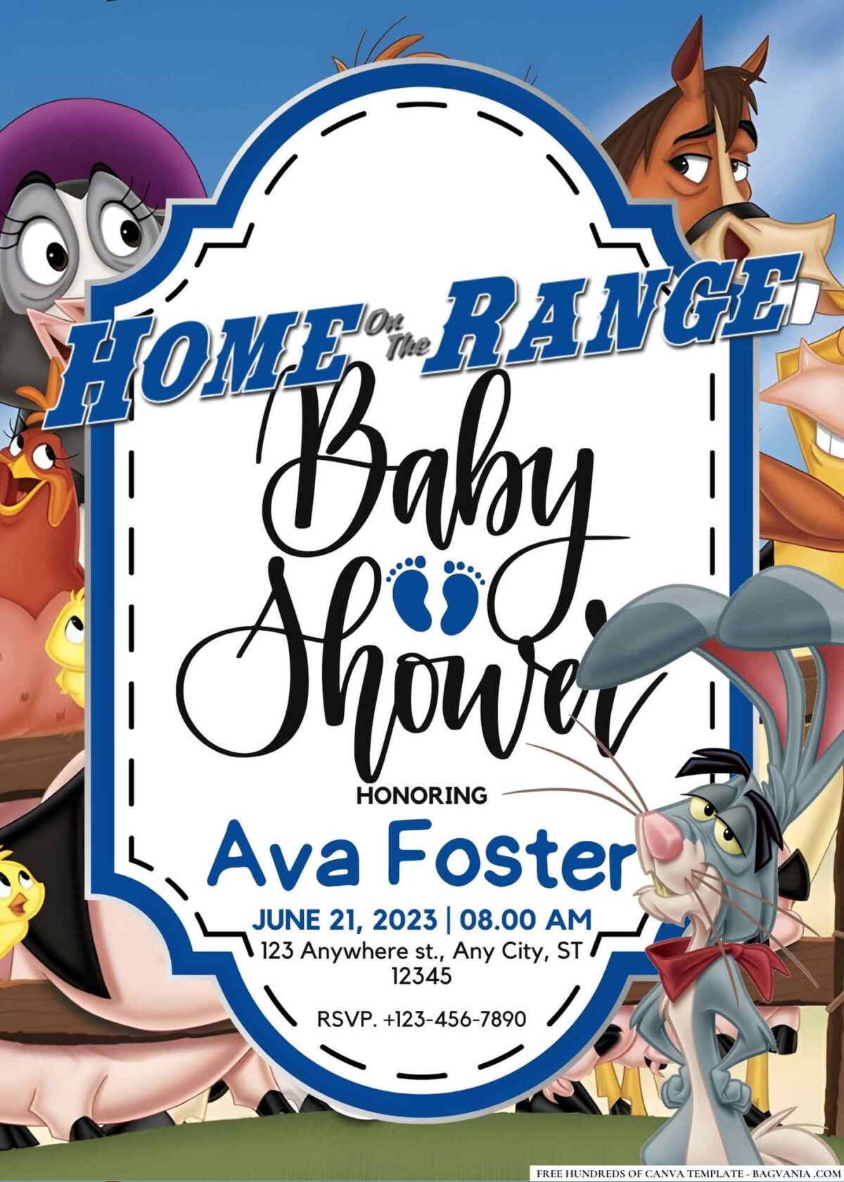 FREE Editable Home on the Range Baby Shower Invitation