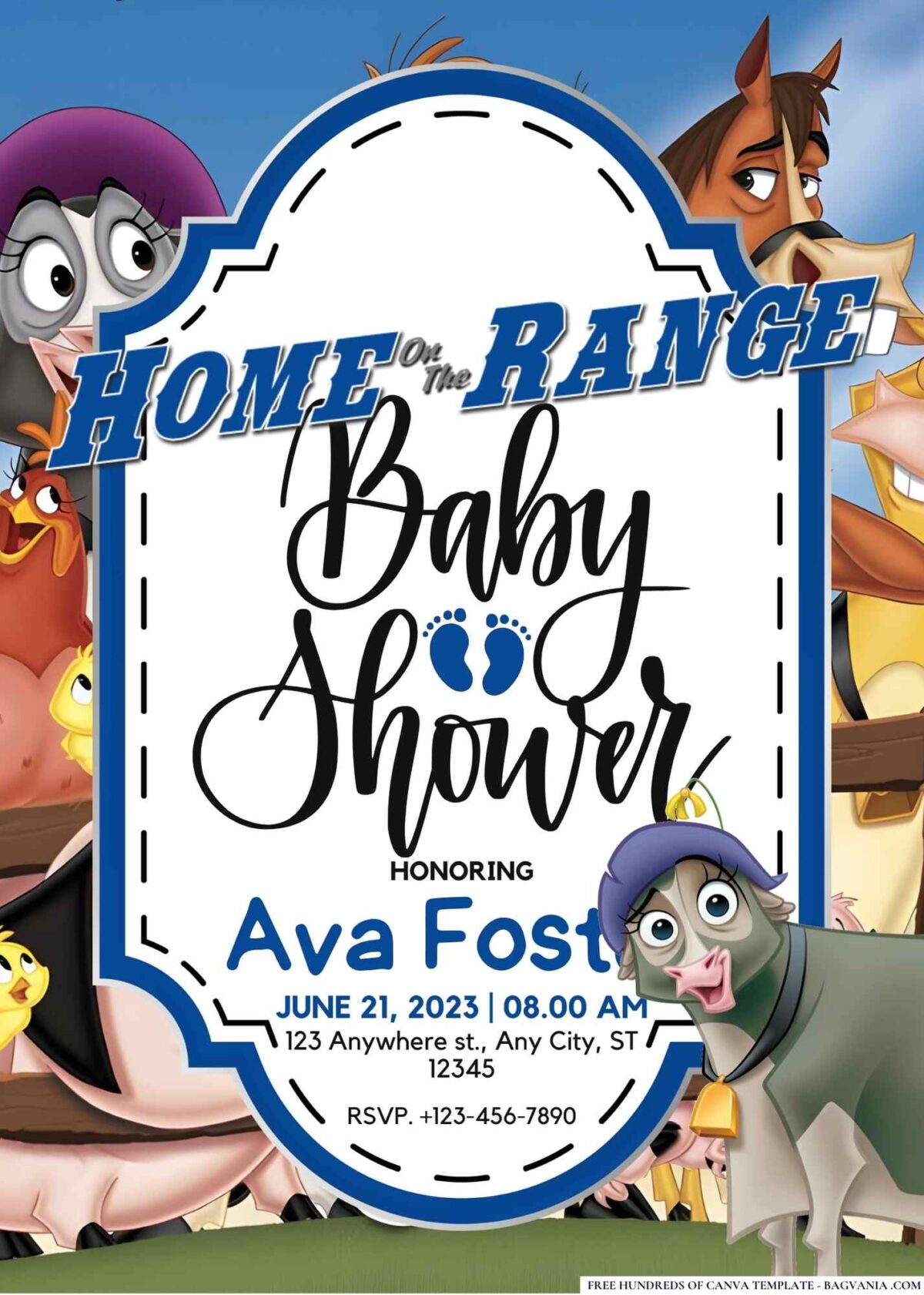 FREE Editable Home on the Range Baby Shower Invitation