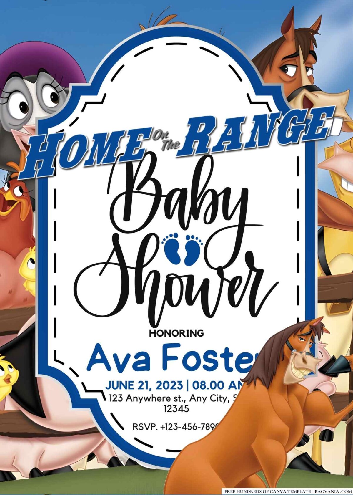 FREE Editable Home on the Range Baby Shower Invitation