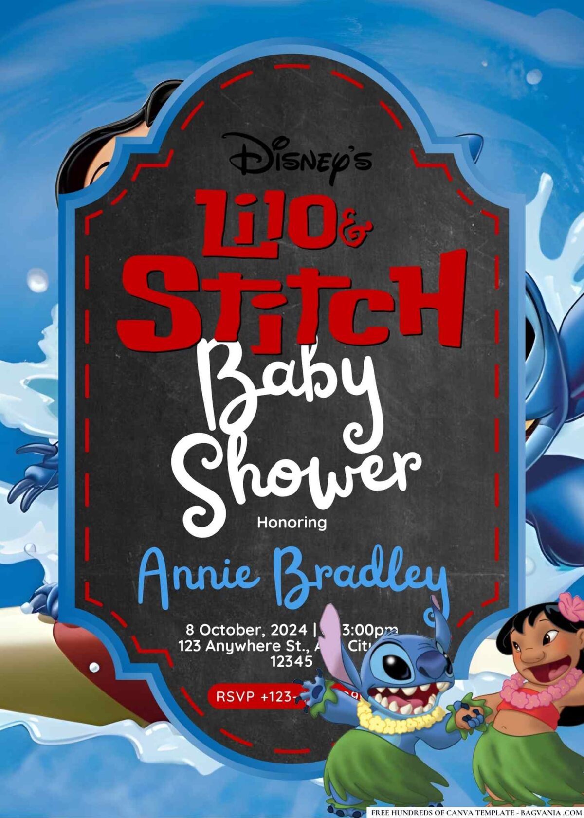 FREE Editable Lilo & Stitch Baby Shower Invitation