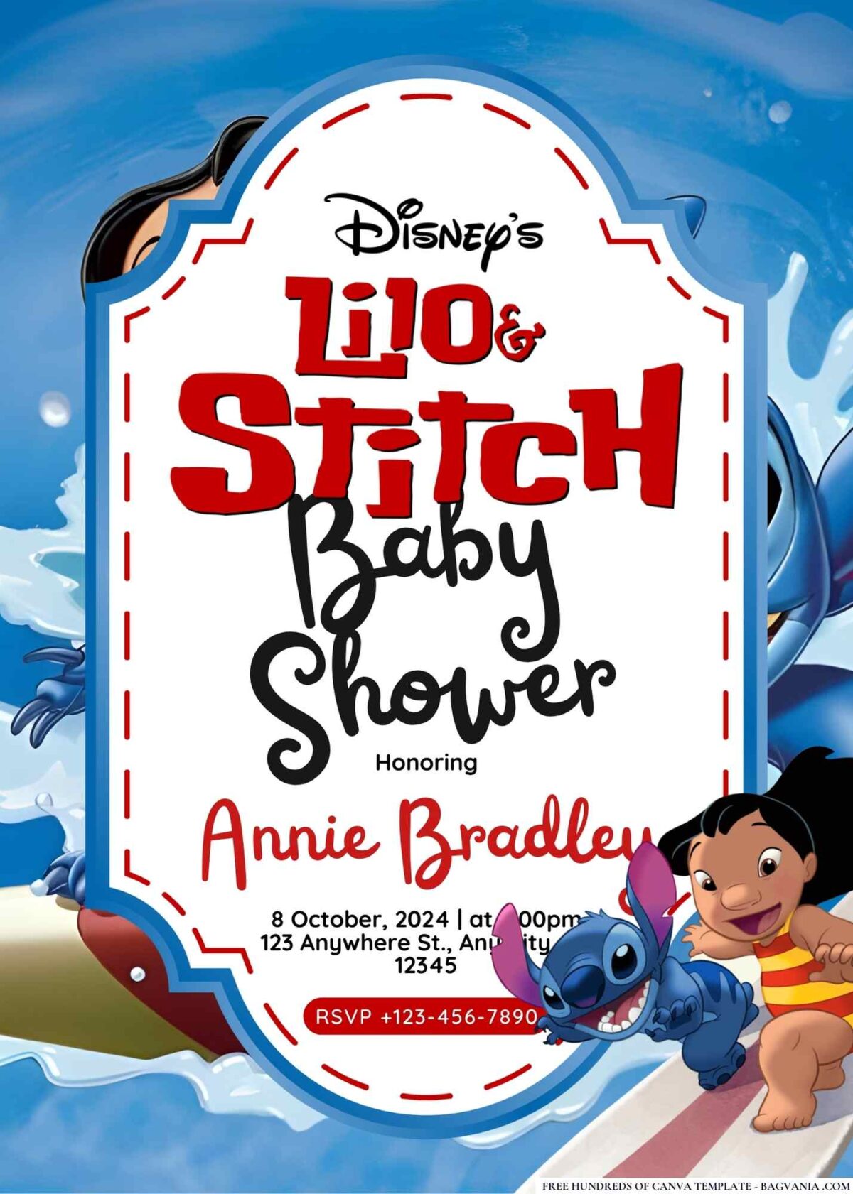 FREE Editable Lilo & Stitch Baby Shower Invitation