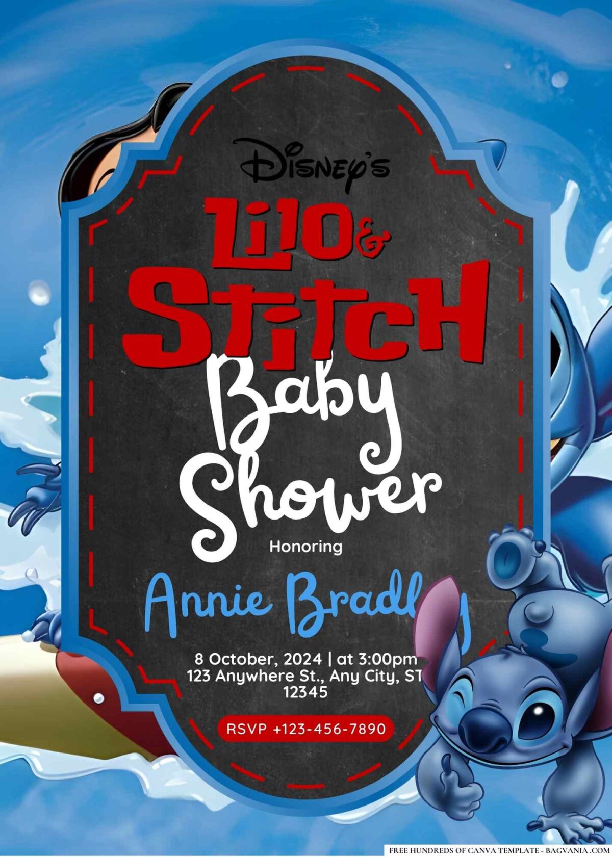 FREE Editable Lilo & Stitch Baby Shower Invitation