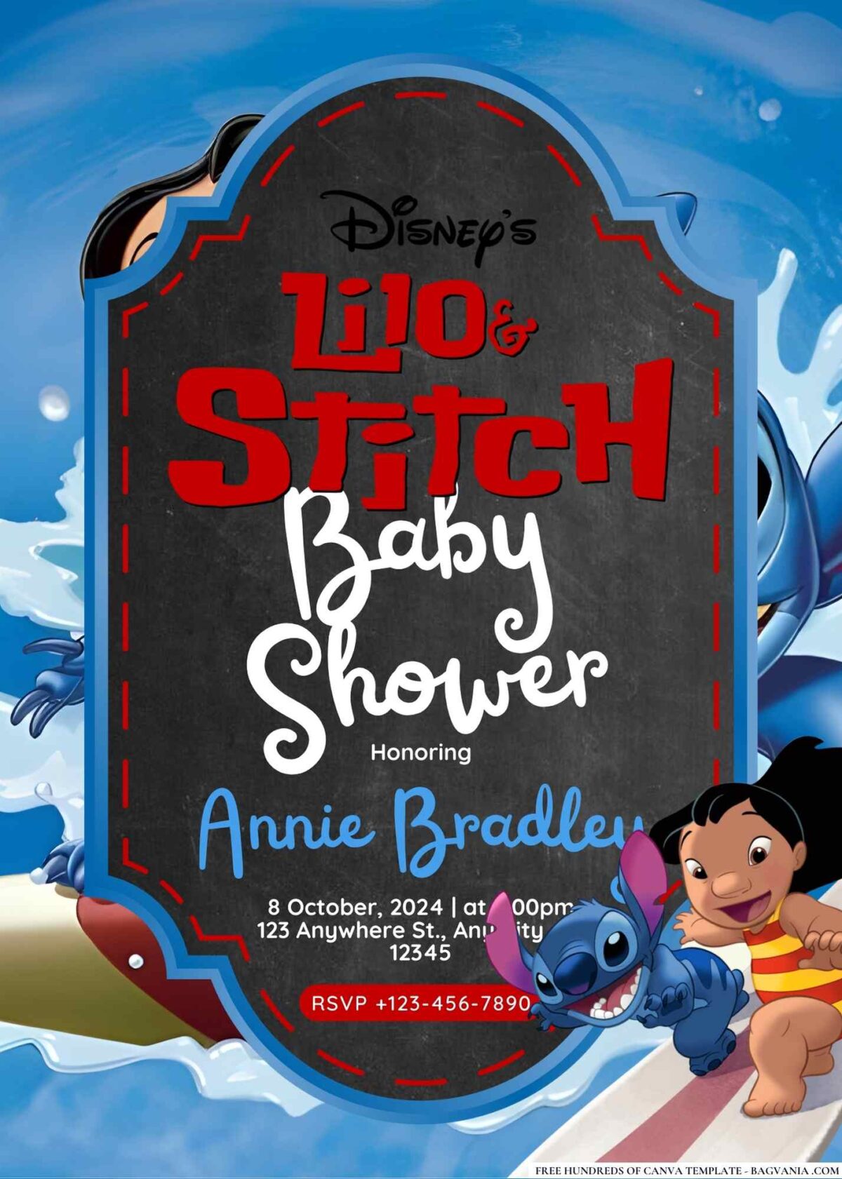 FREE Editable Lilo & Stitch Baby Shower Invitation