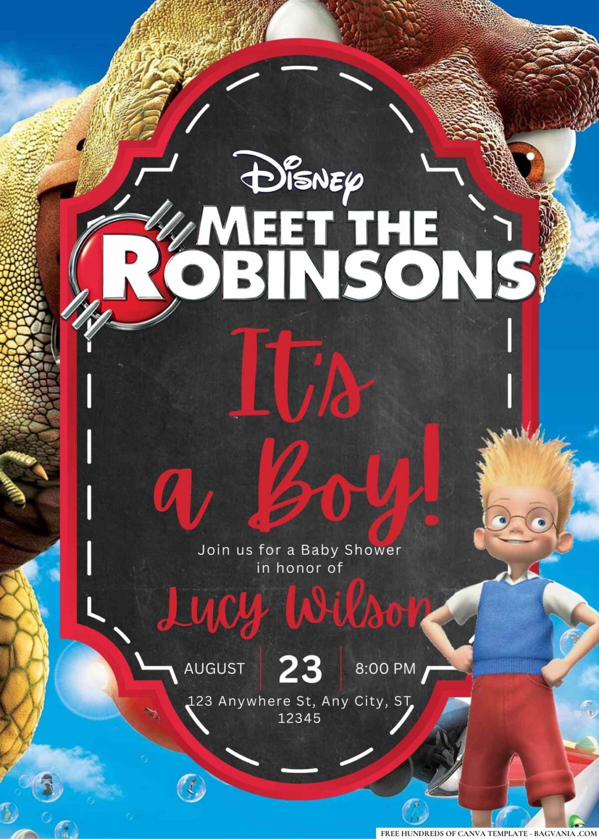 FREE Editable Meet the Robinsons Baby Shower Invitation