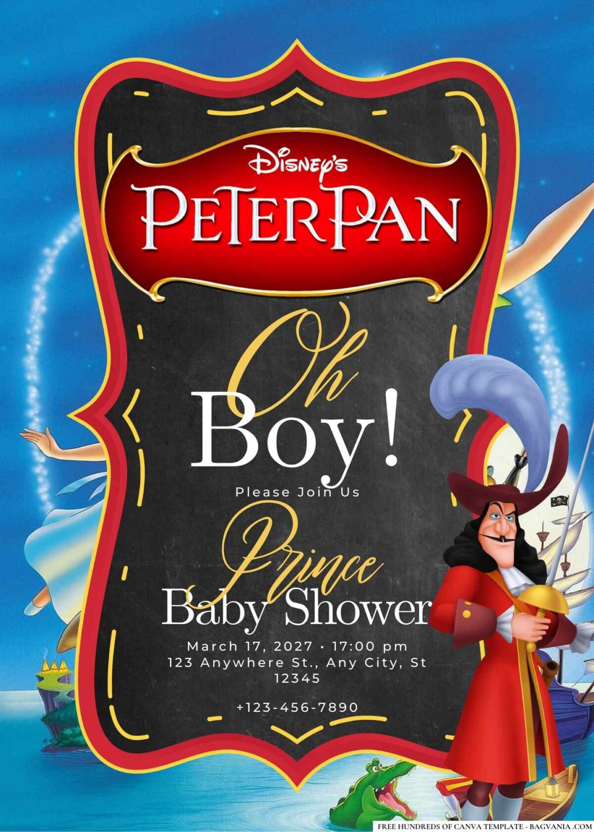 FREE Editable Peter Pan Baby Shower Invitation