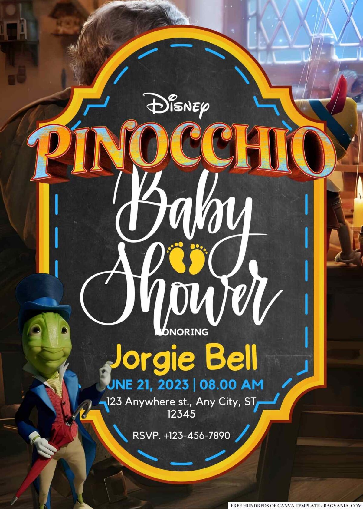 Pinocchio Baby Shower Invitation