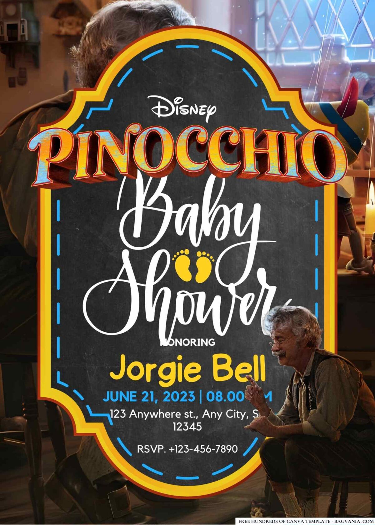 Pinocchio Baby Shower Invitation