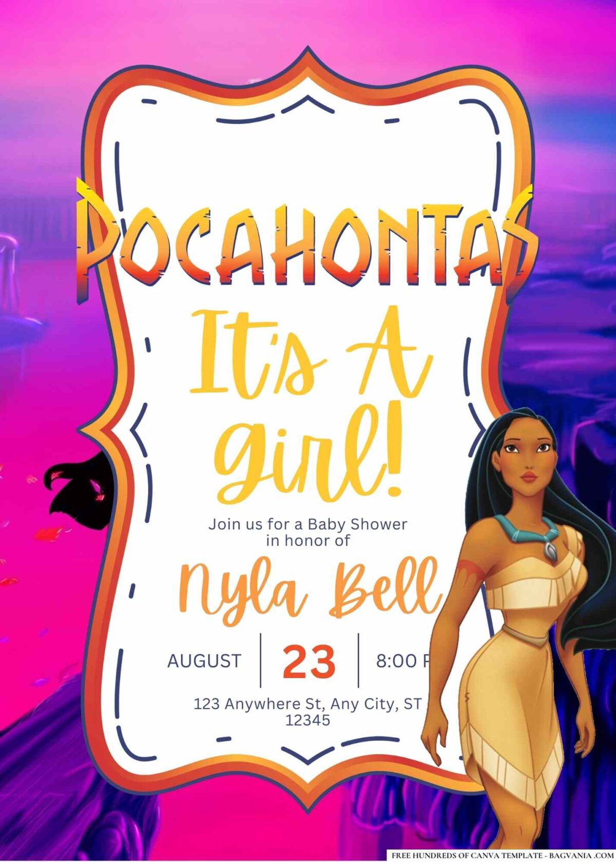 FREE Editable Pocahontas Baby Shower Invitation