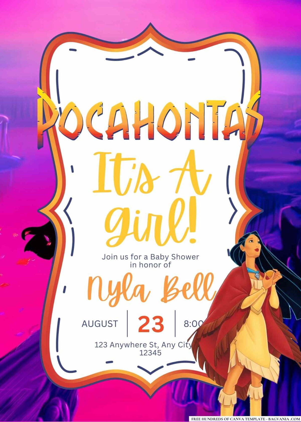 FREE Editable Pocahontas Baby Shower Invitation