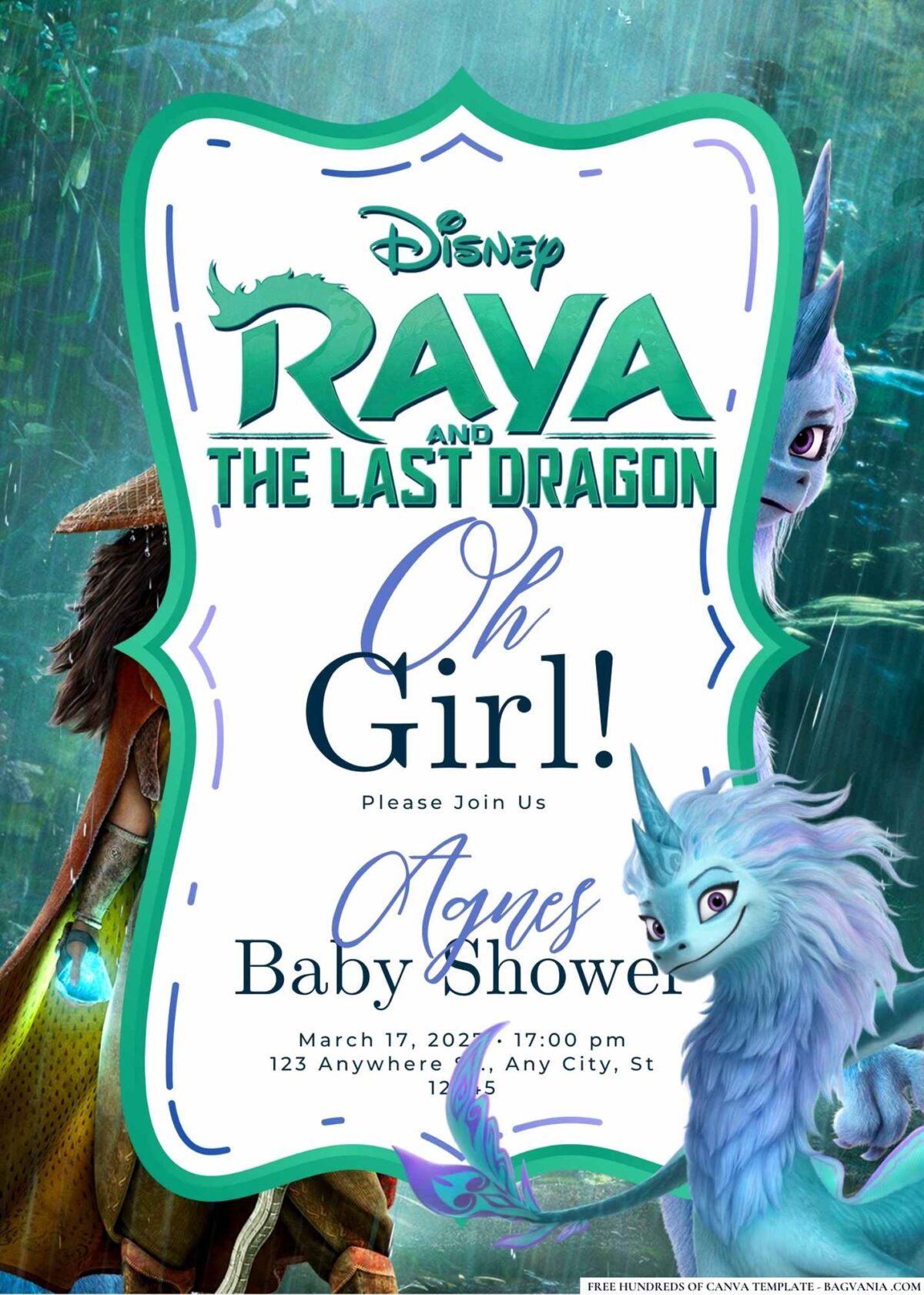 Raya and the Last Dragon Baby Shower Invitations