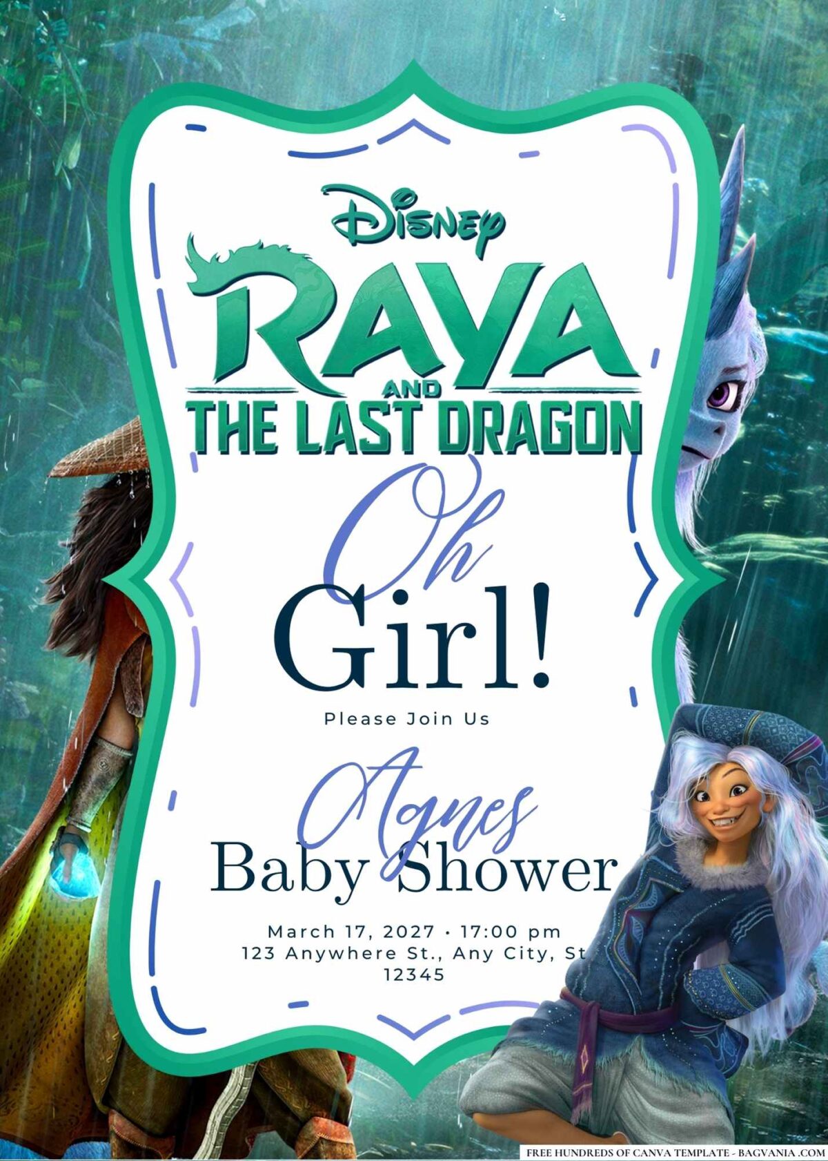 Raya and the Last Dragon Baby Shower Invitations